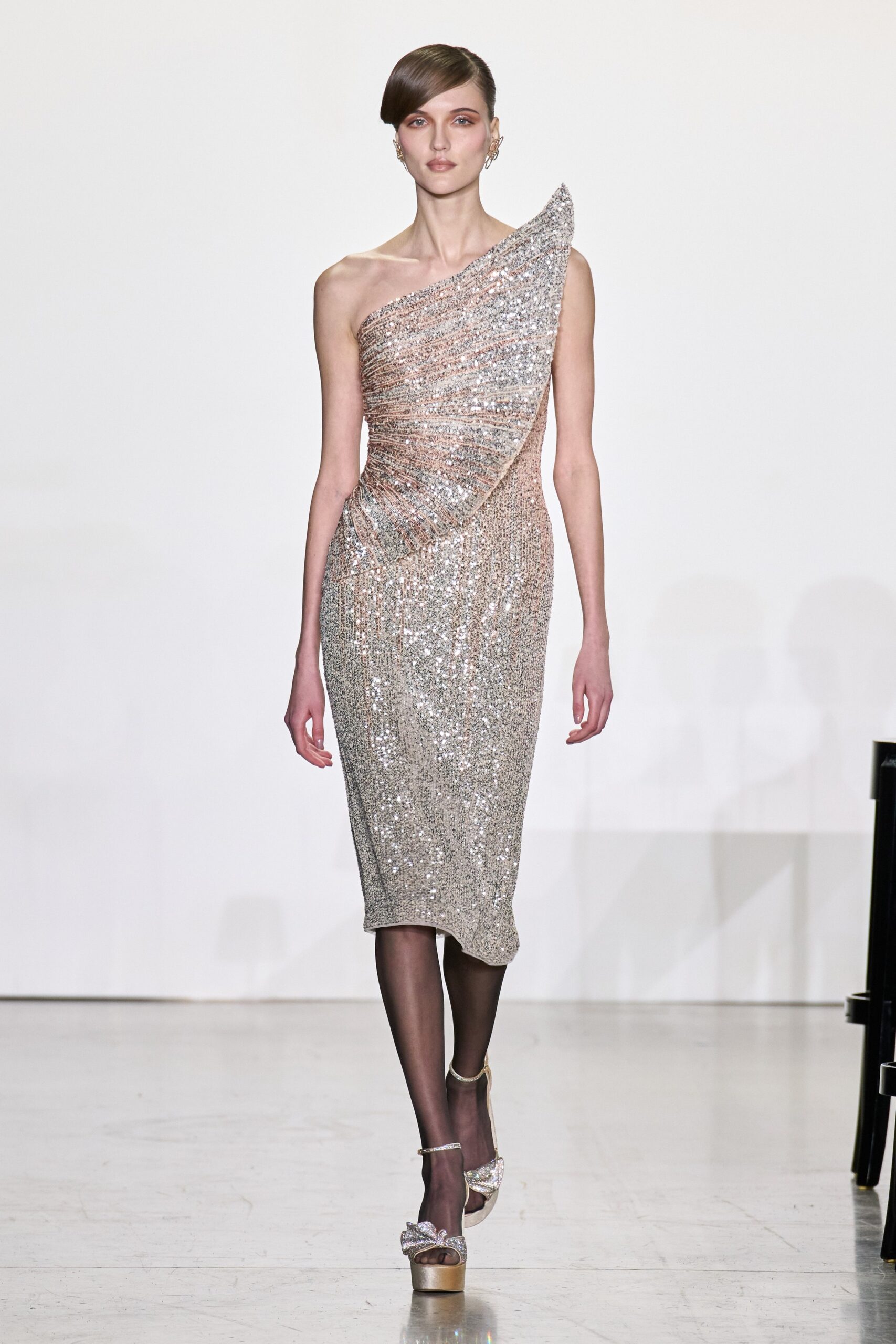fitted silver sequin dress
