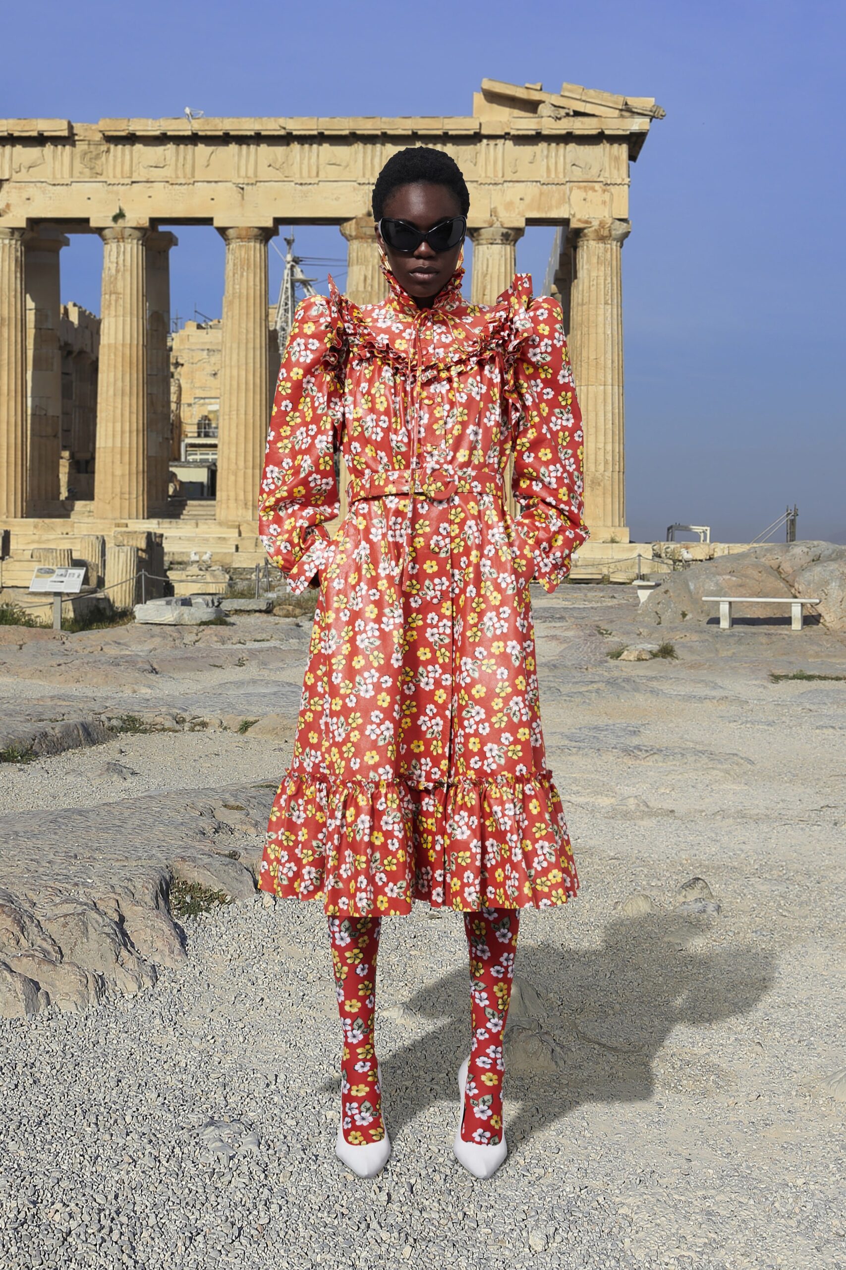 floral midi dress with leggings
