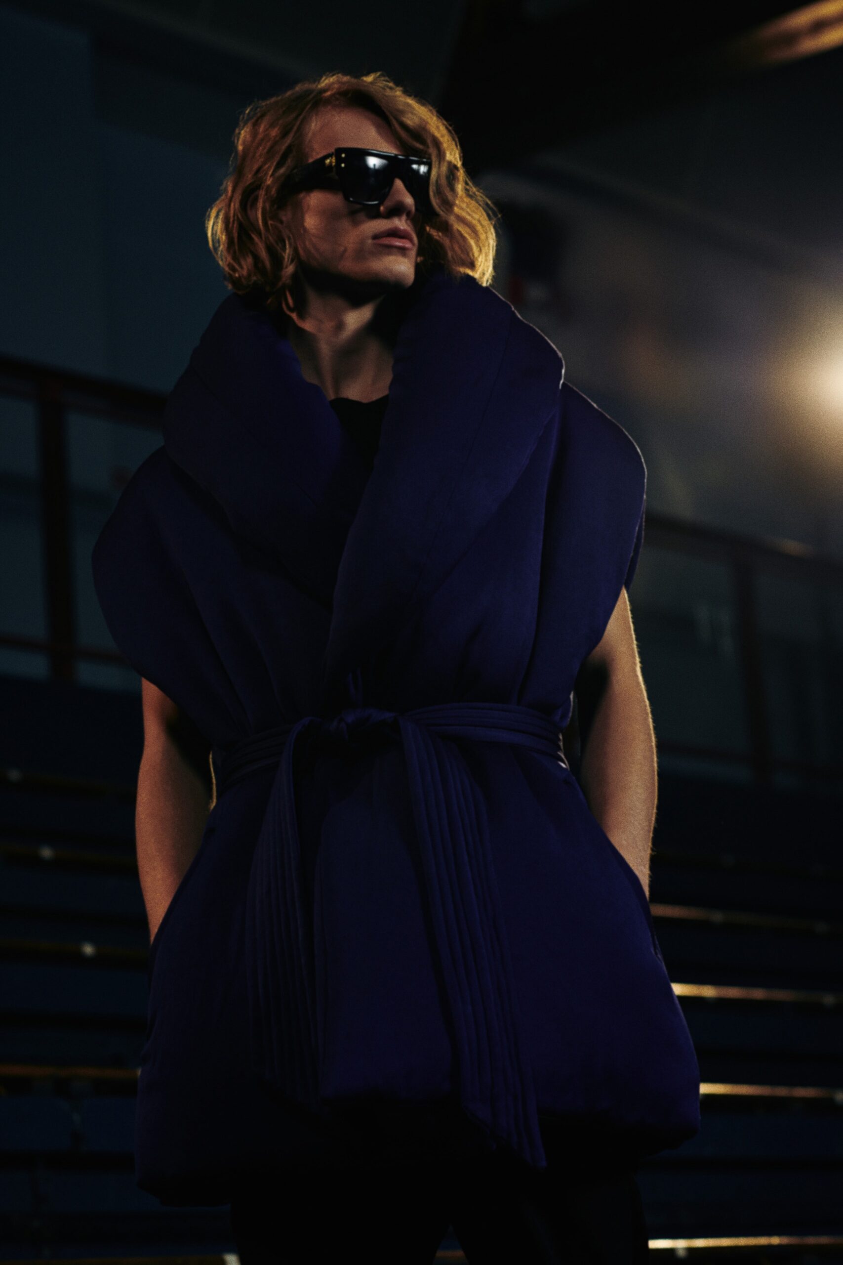 blue relaxed wool coat