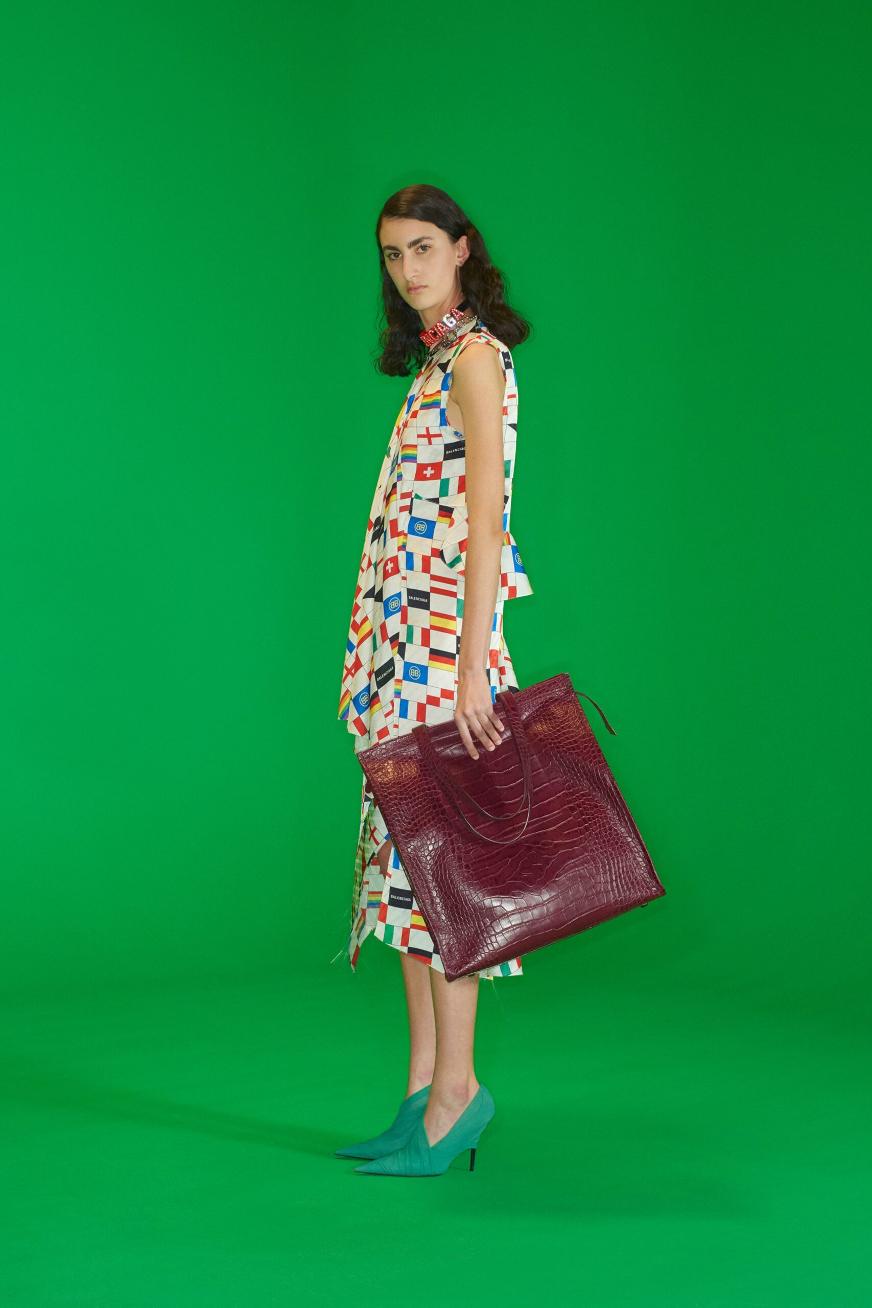 multi cotton sleeveless v-neck relaxed layered midi dress