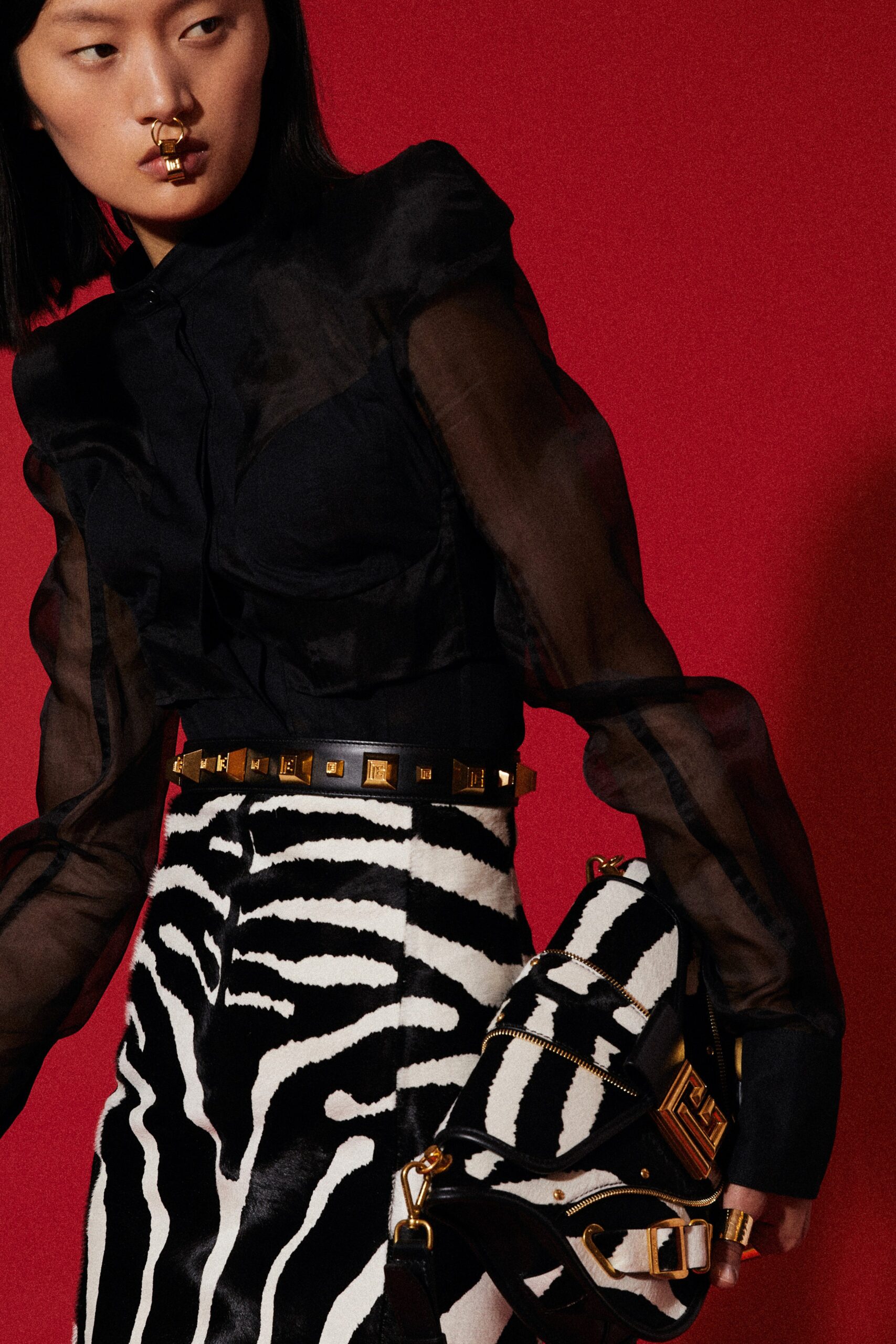 black silk blouse and zebra print skirt