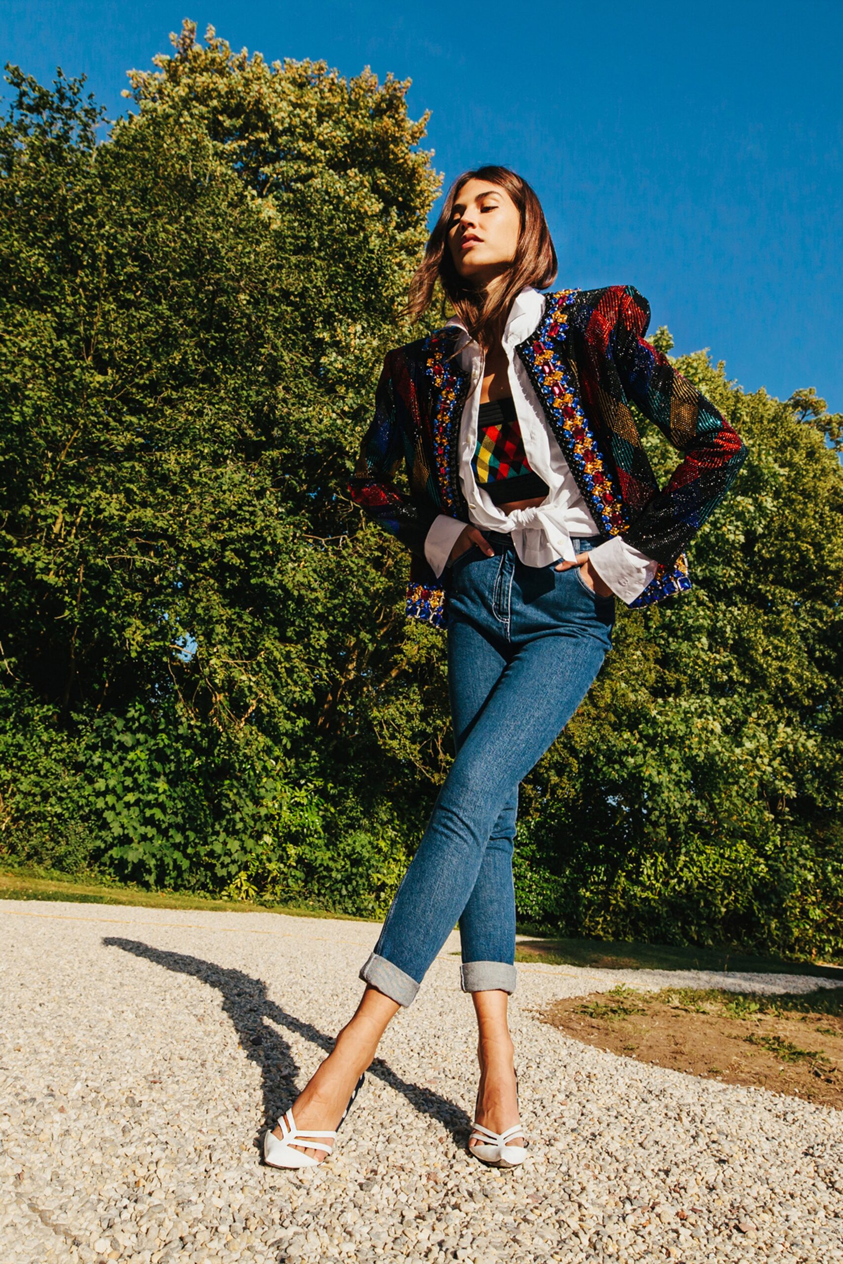 multi-colored embroidered jacket