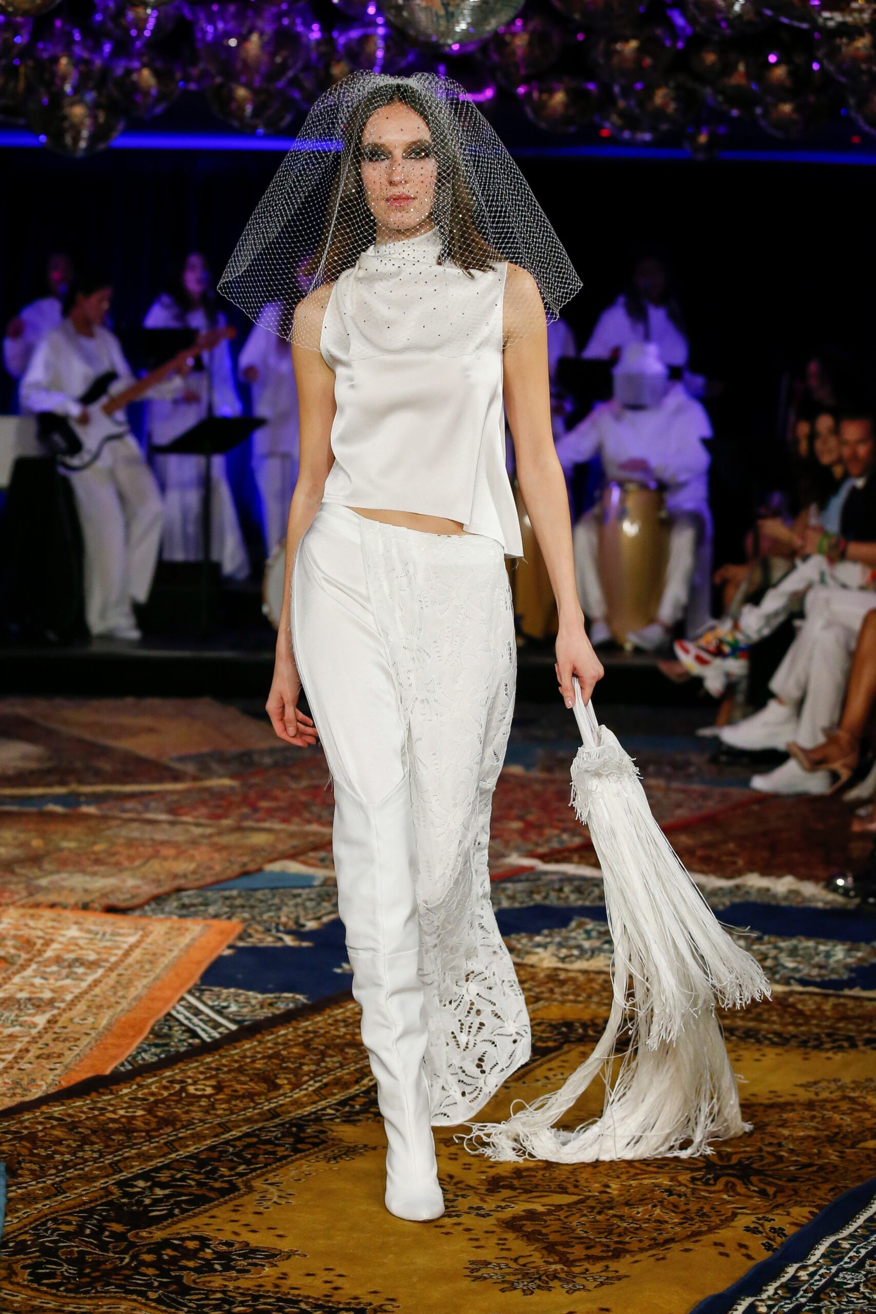 white fitted top and pants