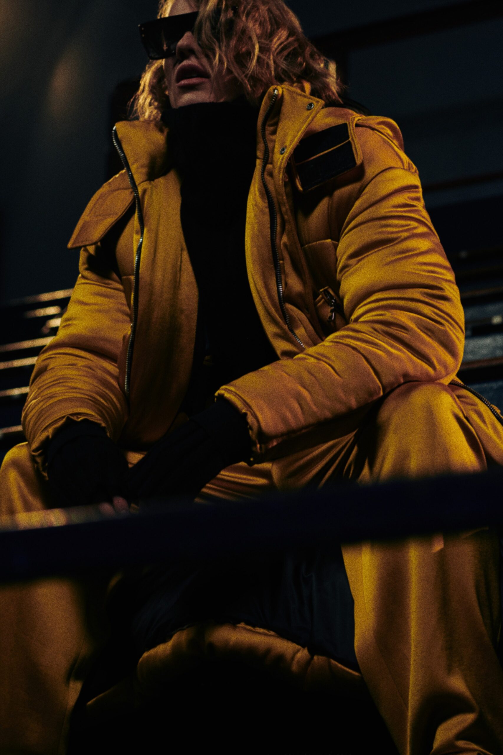 yellow vinyl jacket and pants