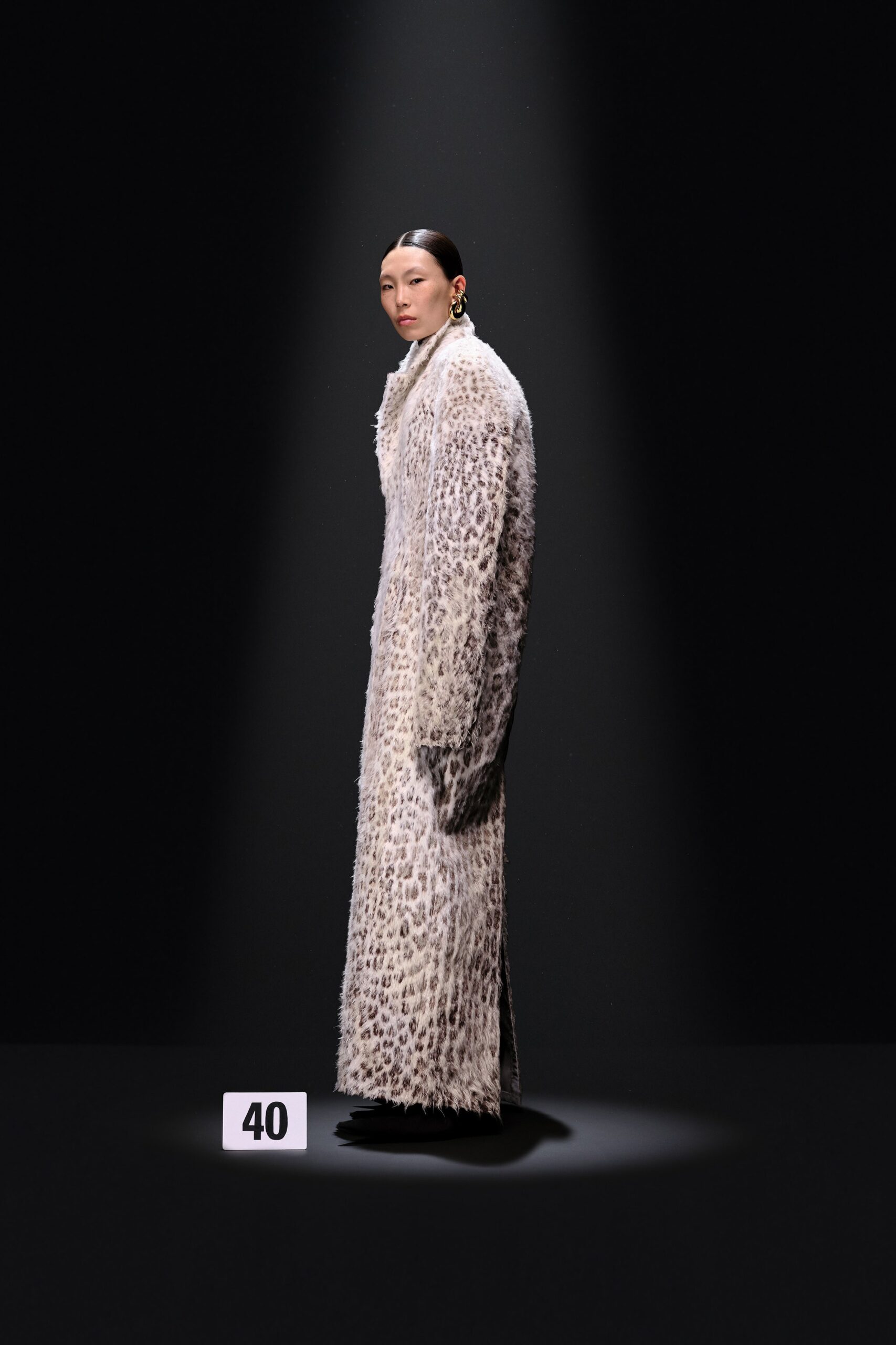 beige brown animal-print fur coat