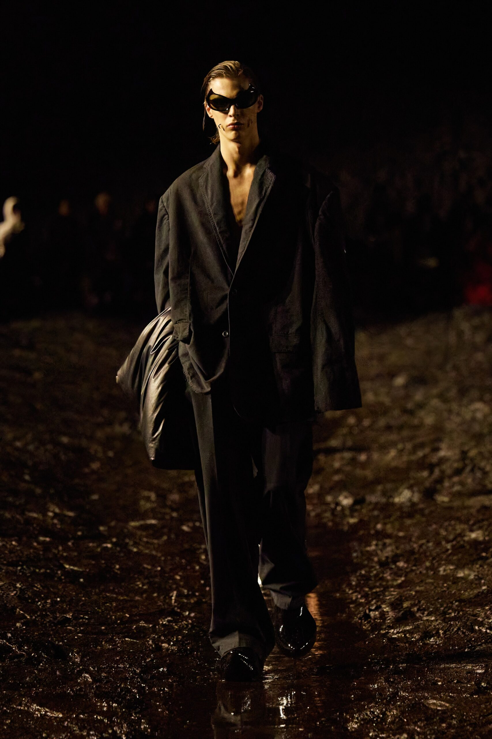 oversized black blazer with relaxed pants