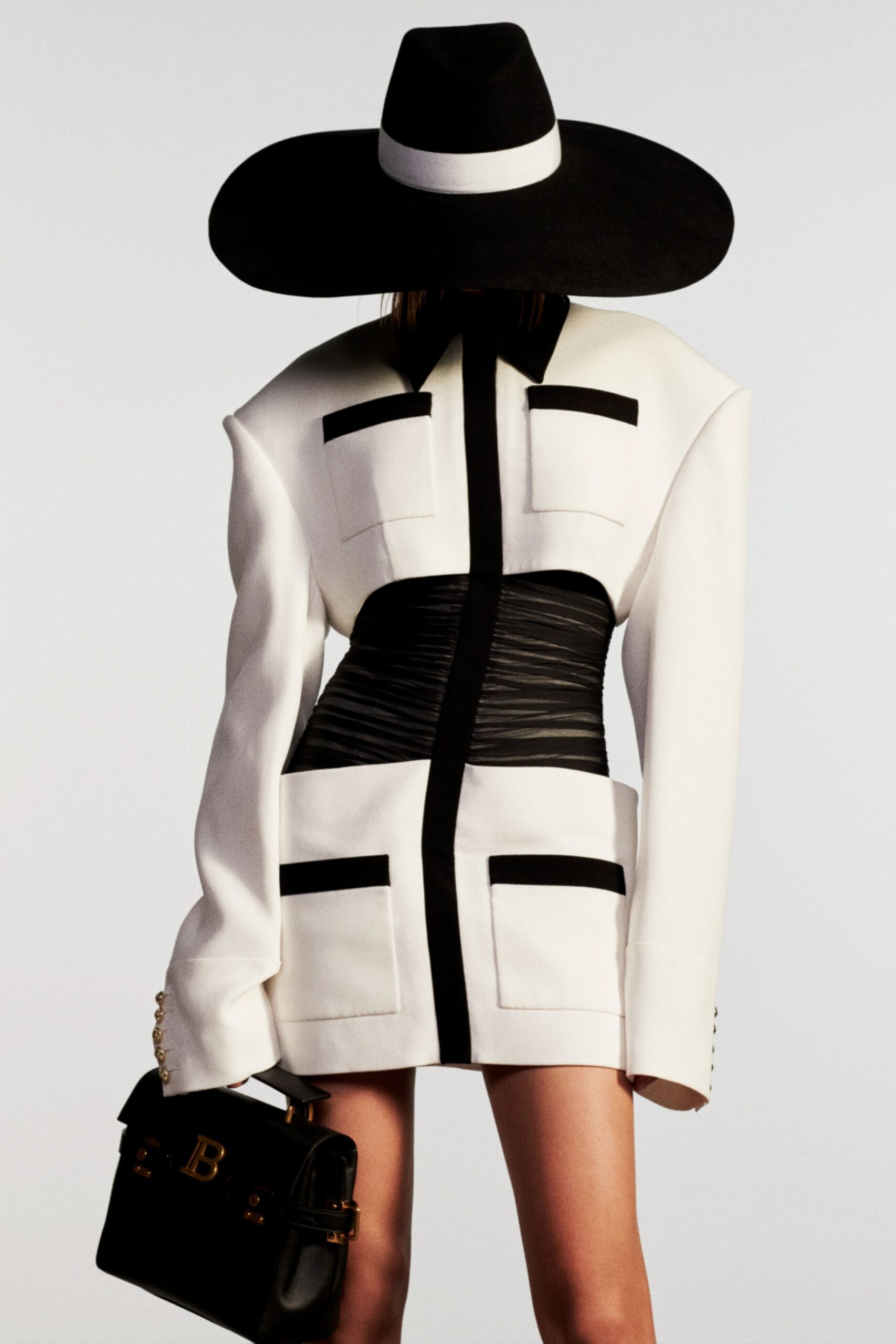 fitted black and white blazer