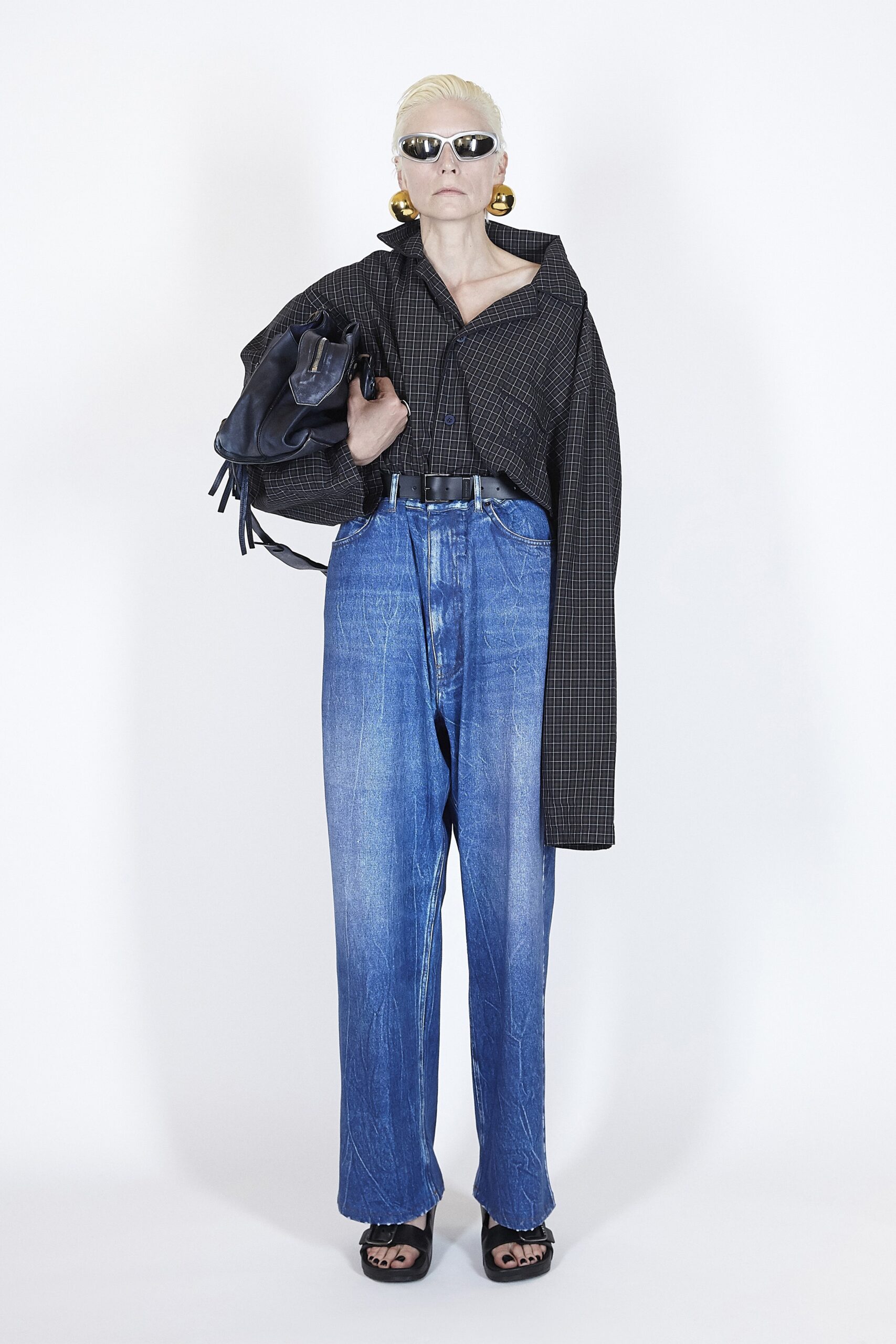 black leather structured bag