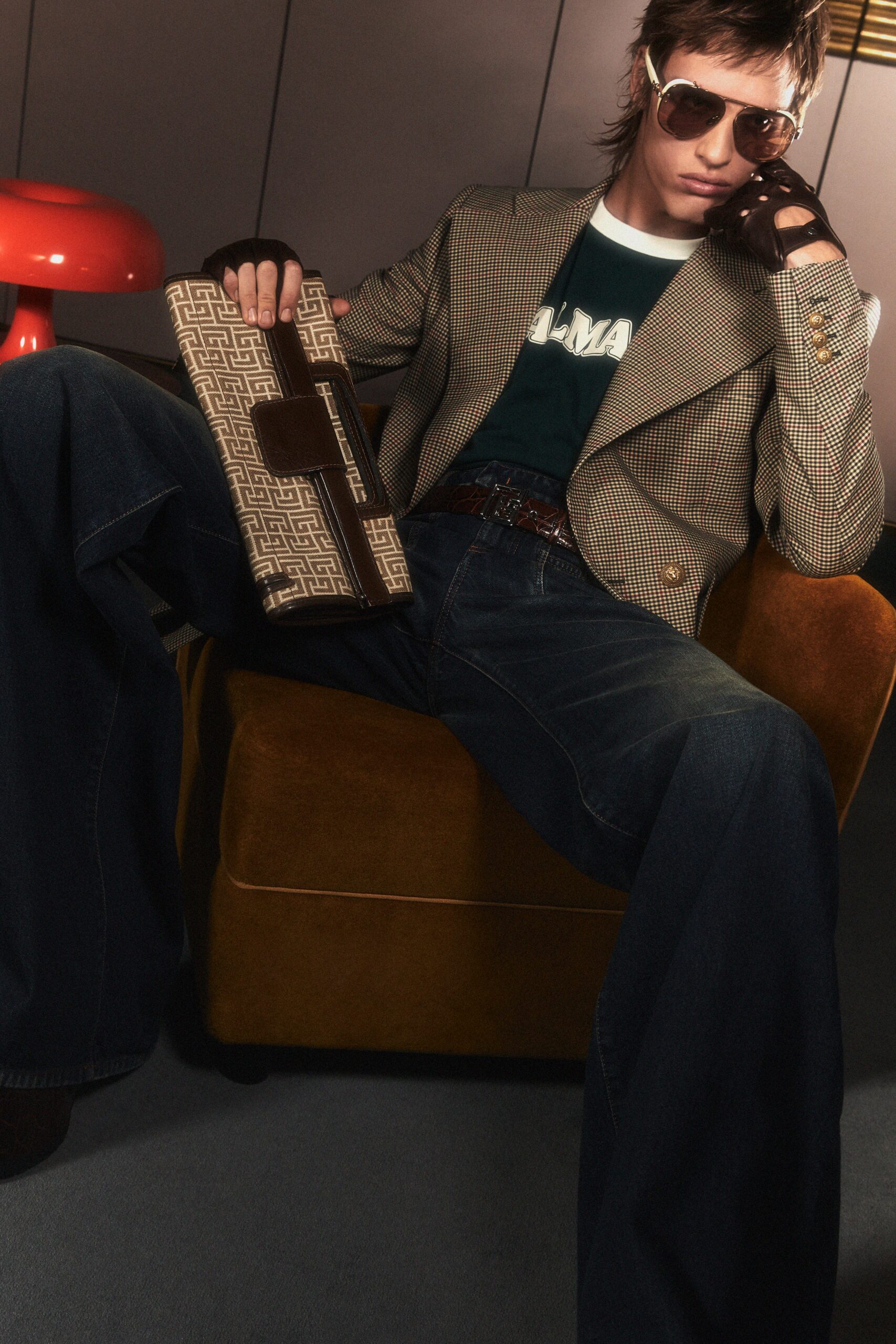 tailored brown tweed blazer