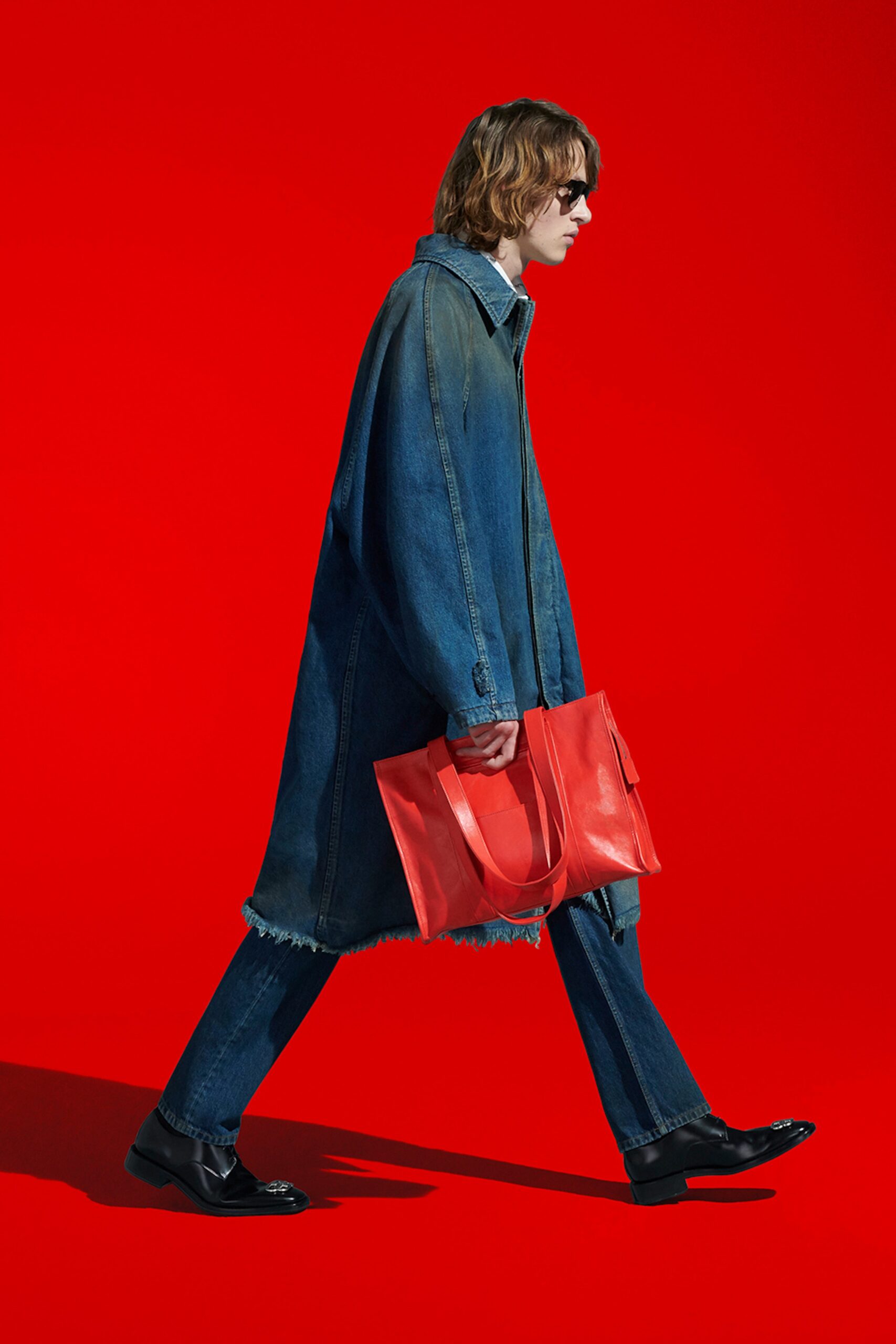 oversized blue denim coat
