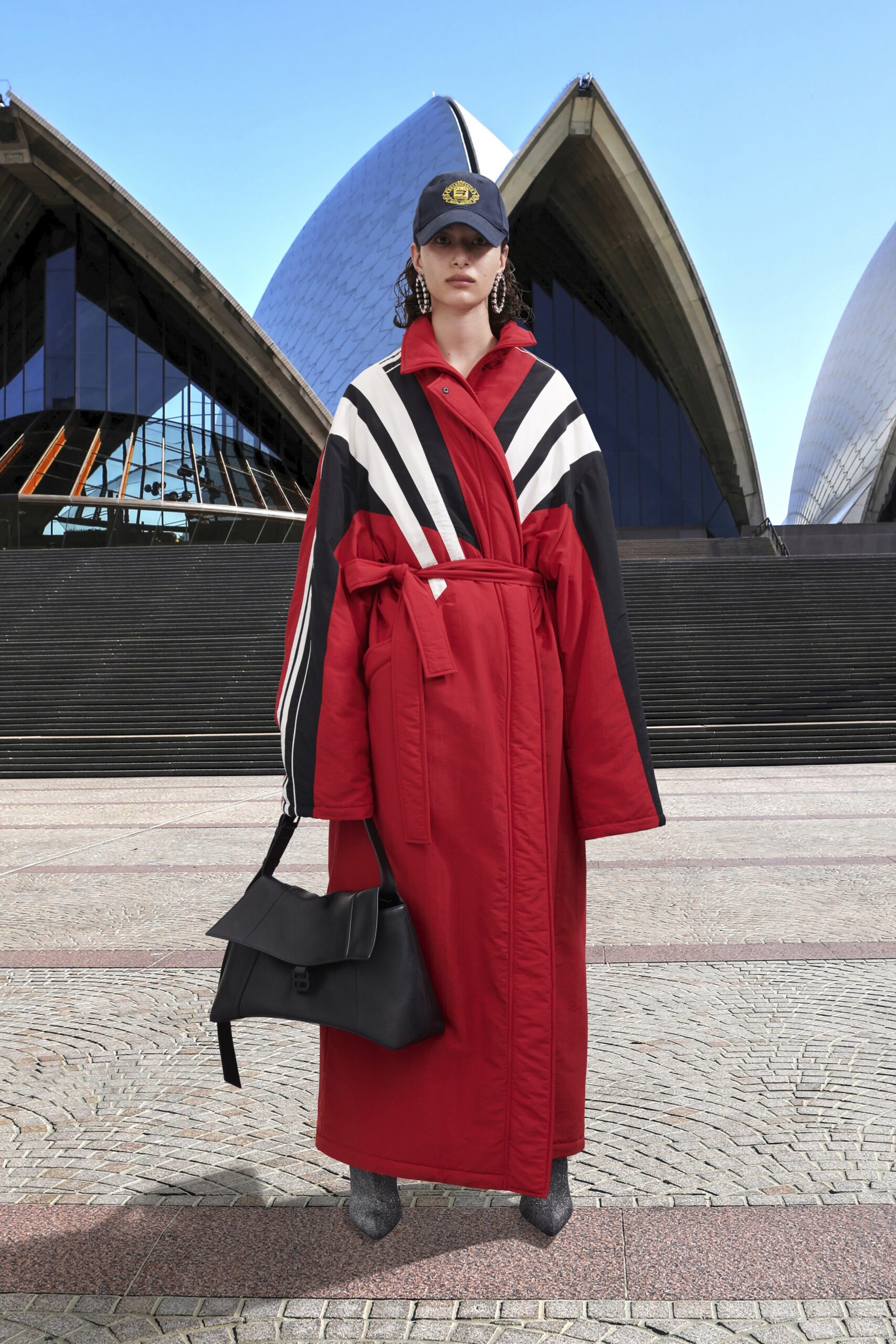 oversized red coat with hat