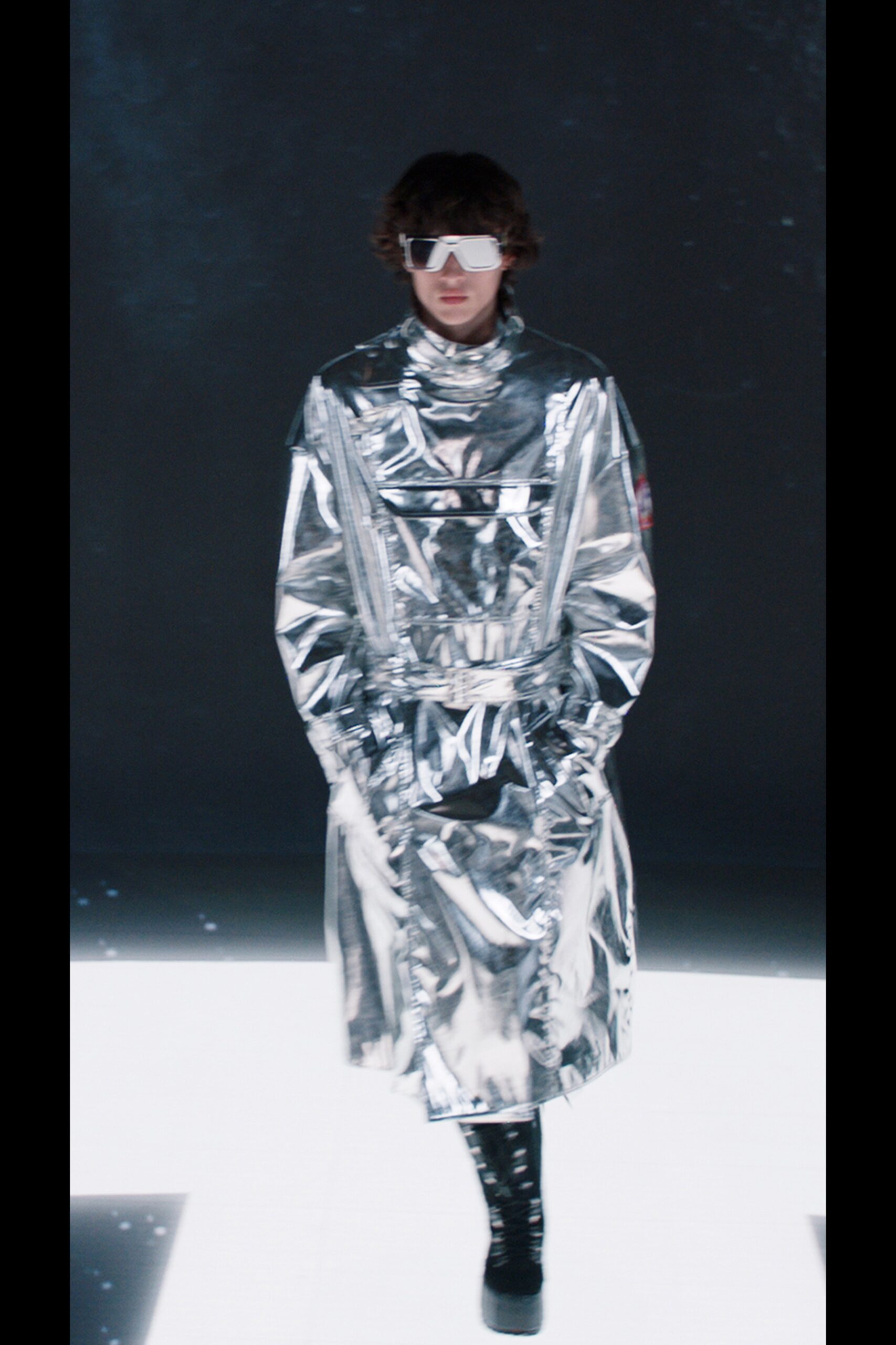 silver vinyl relaxed coat