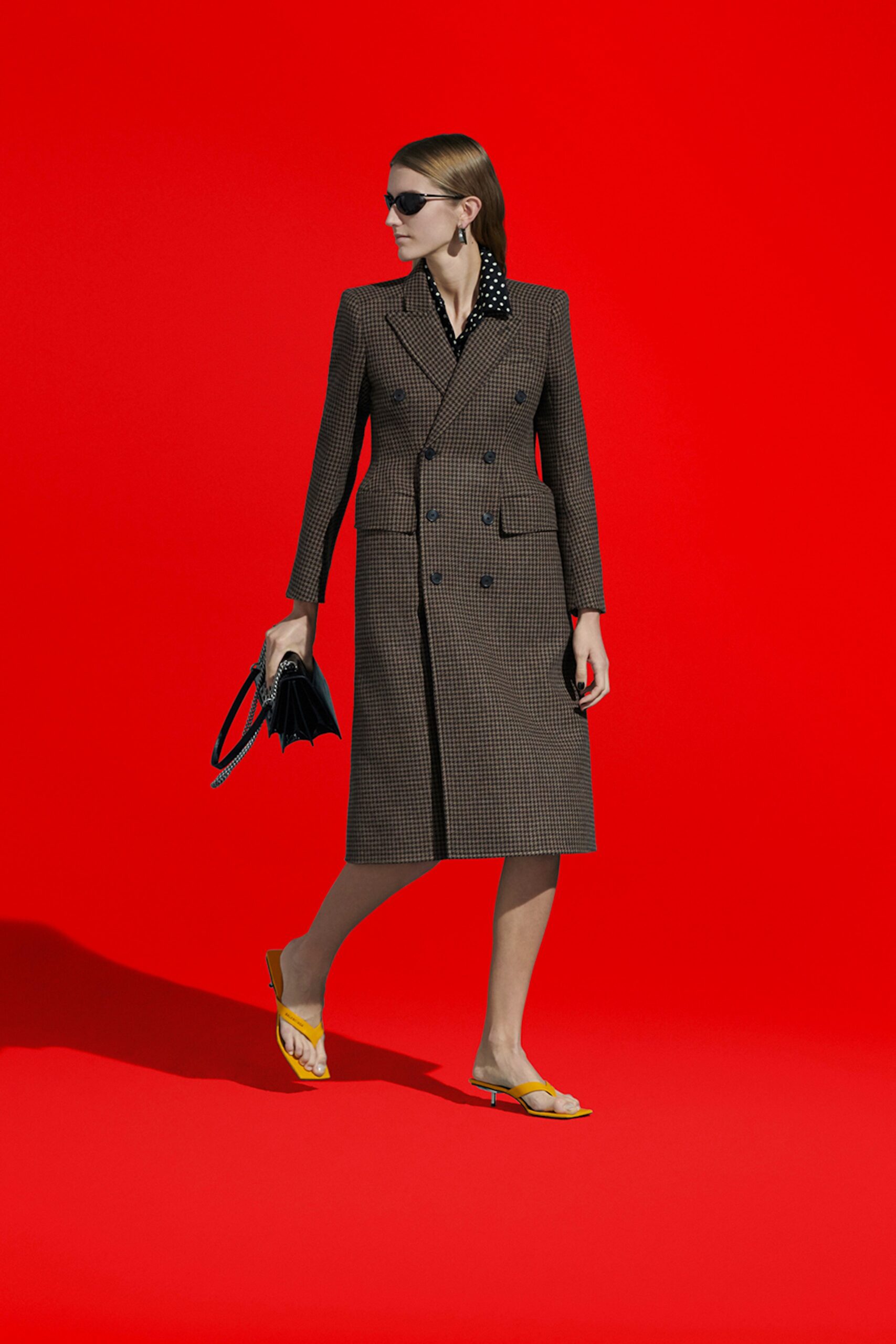 brown checked tailored coat