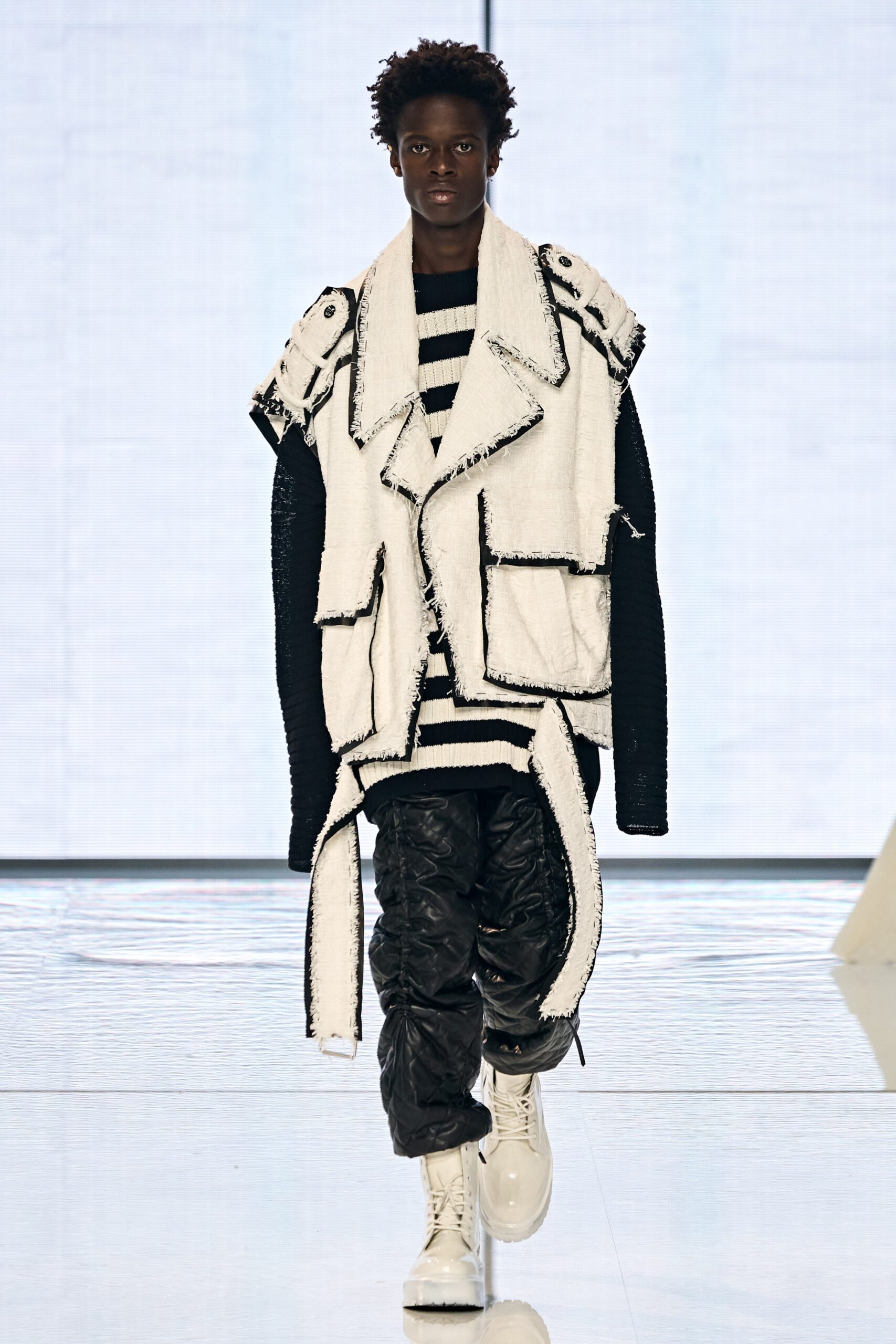 black and white relaxed jacket outfit