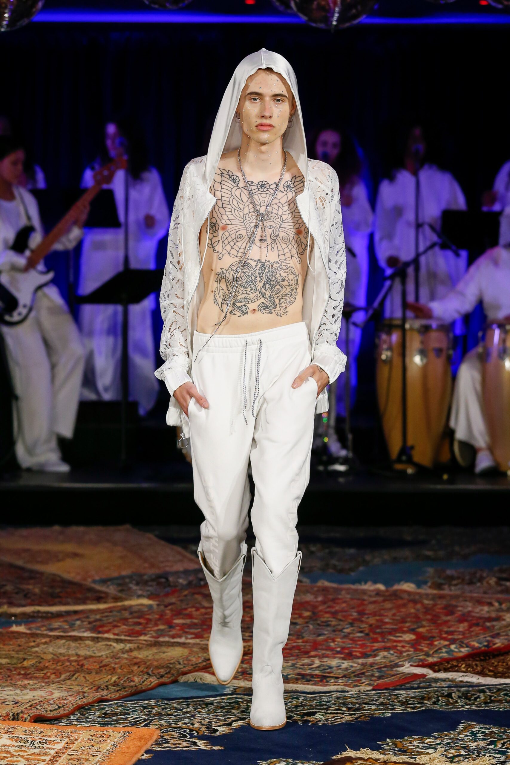 white relaxed hoodie and pants