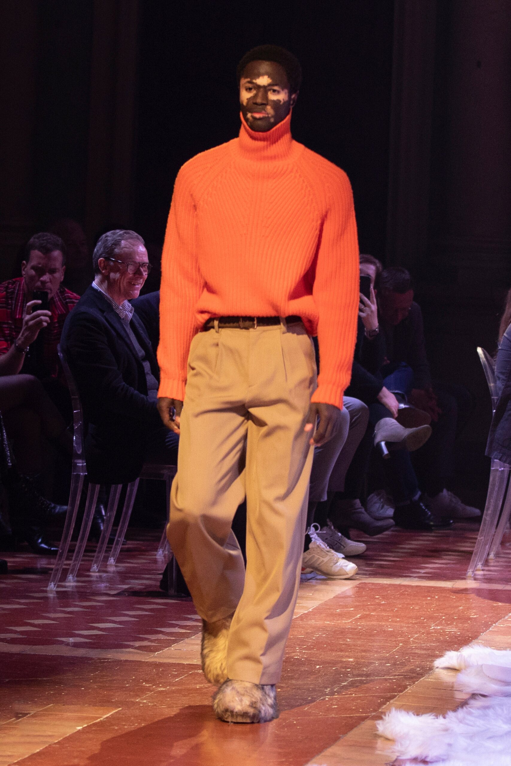 orange wool long-sleeve turtleneck fitted sweater