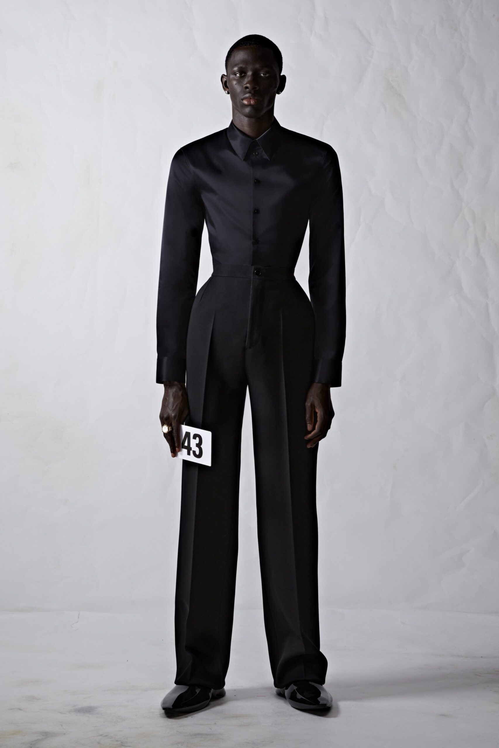black silk tailored suit