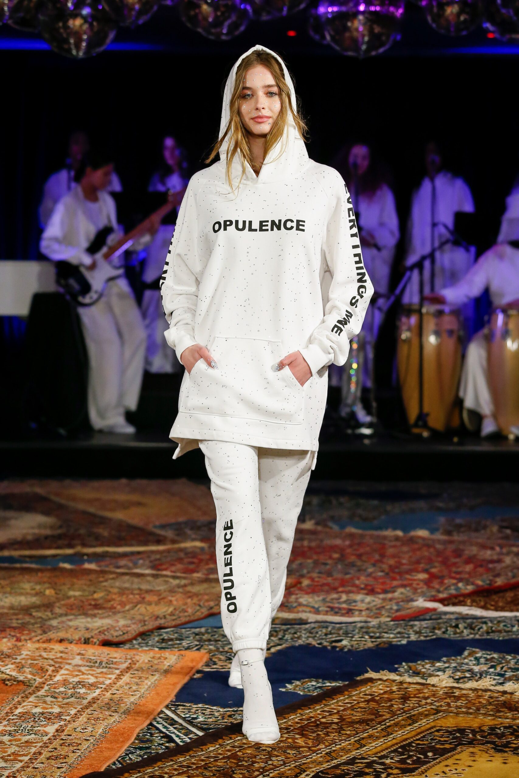 white relaxed hoodie and pants