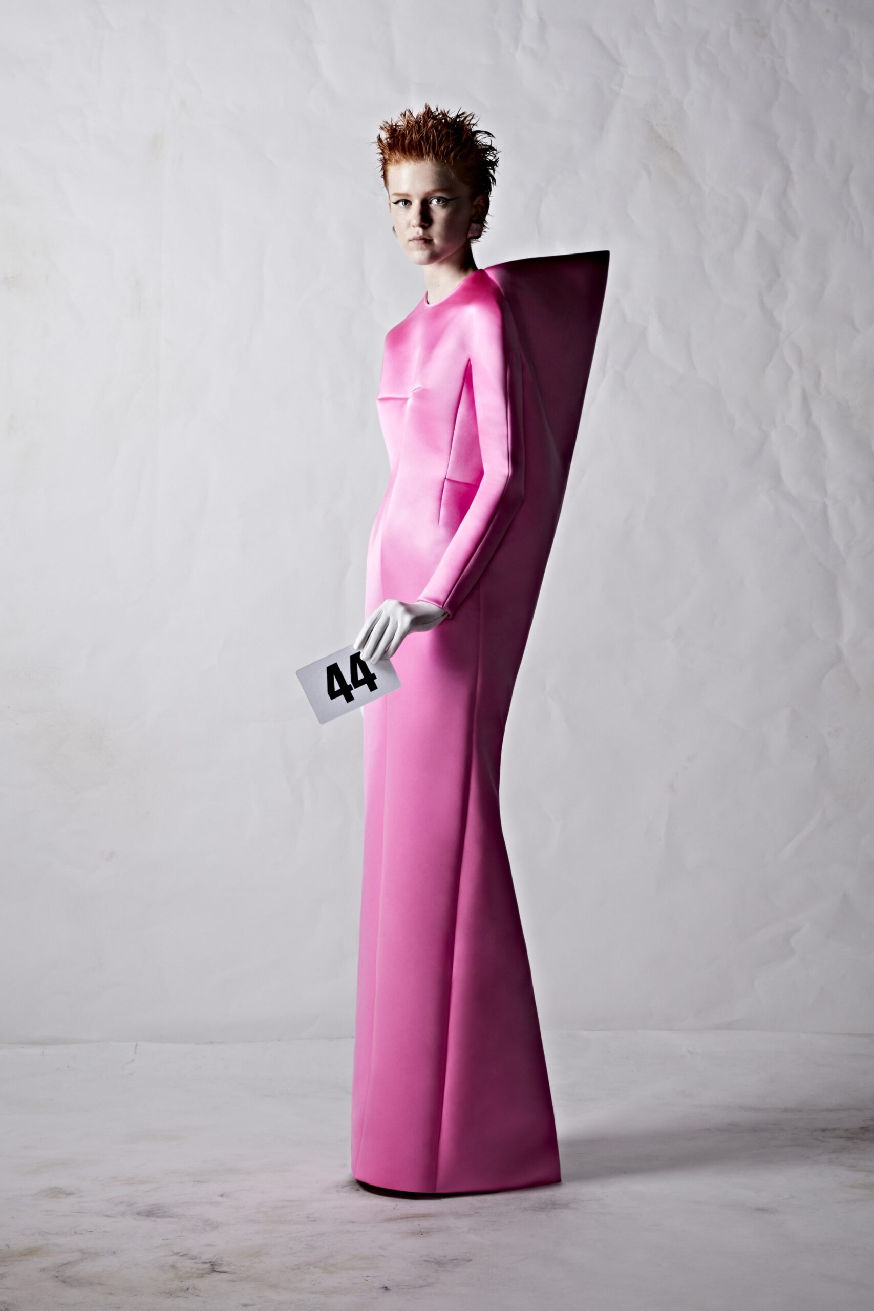 fitted pink vinyl gown