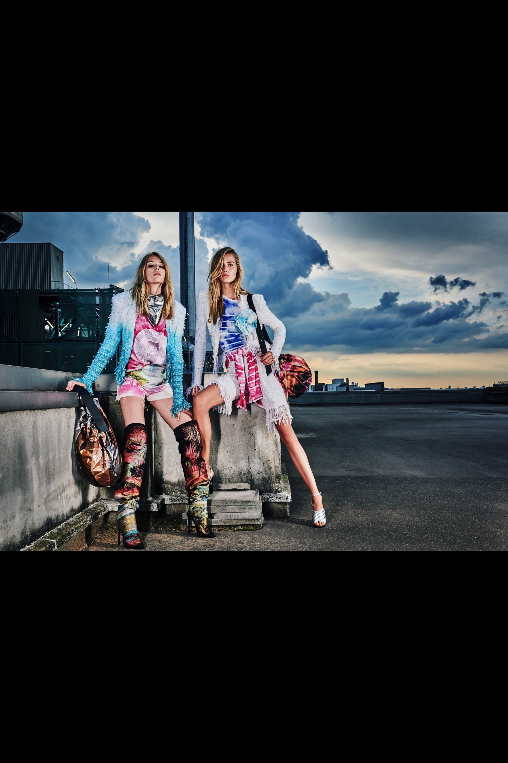 blue fitted jacket with multi top