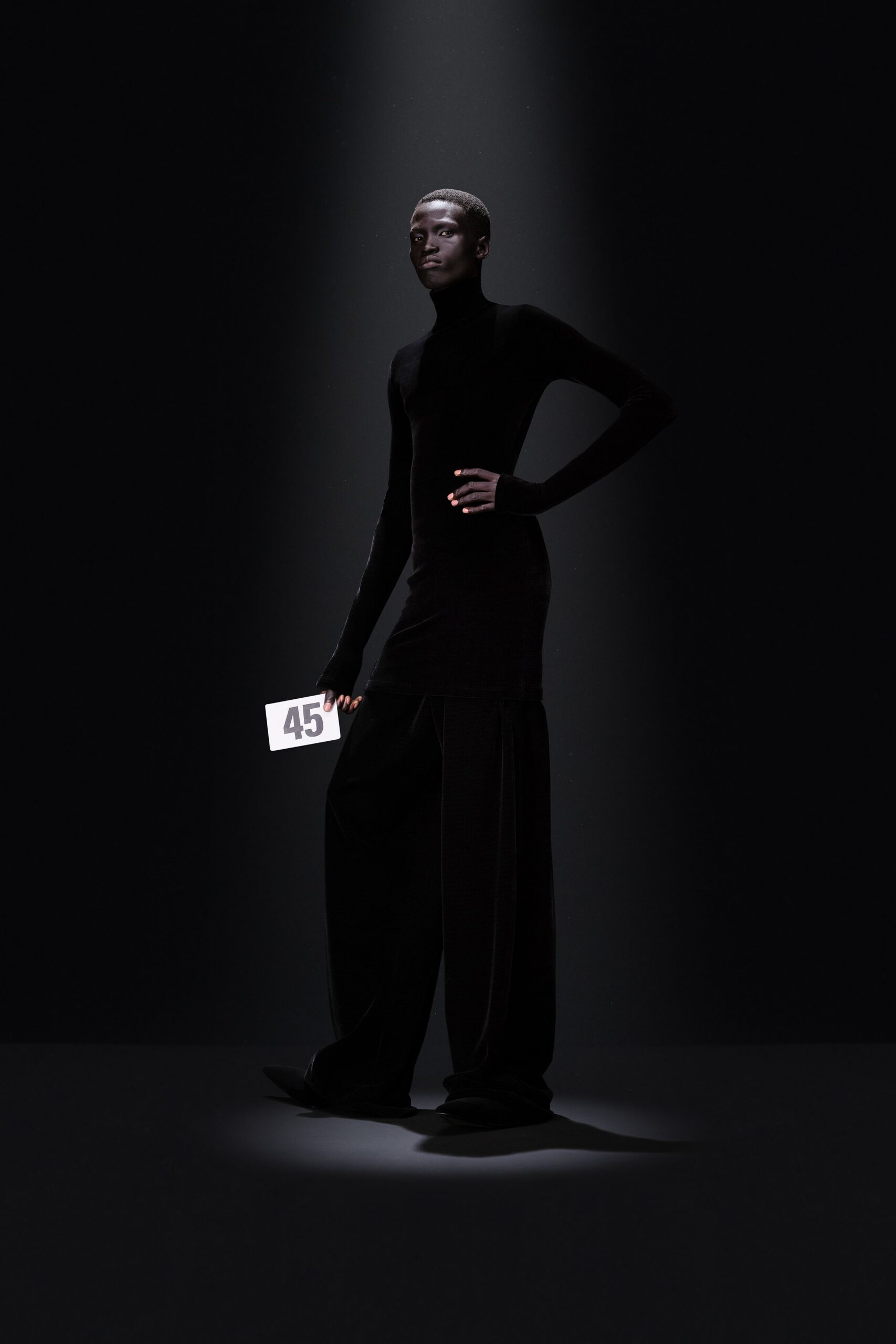 black velvet long-sleeve dress