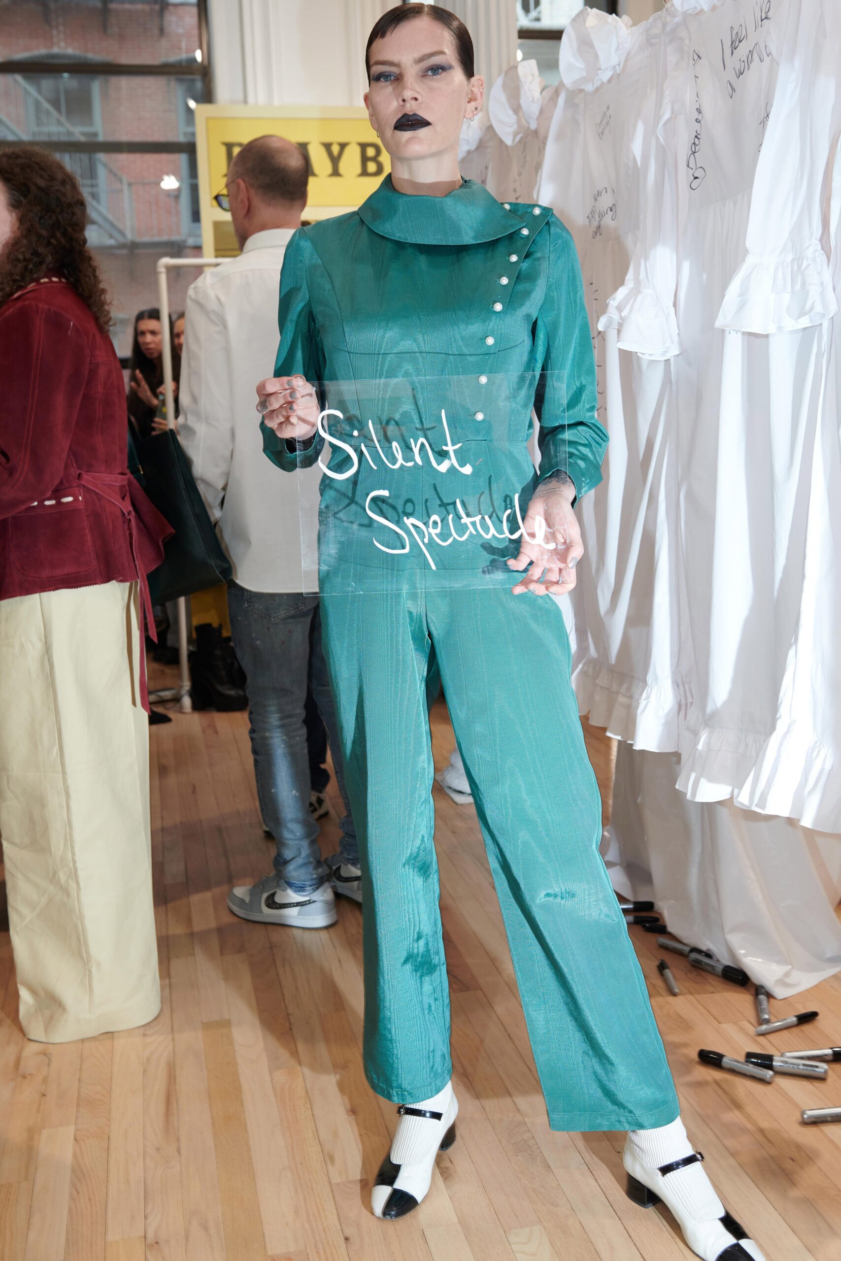 teal vinyl fitted jumpsuit
