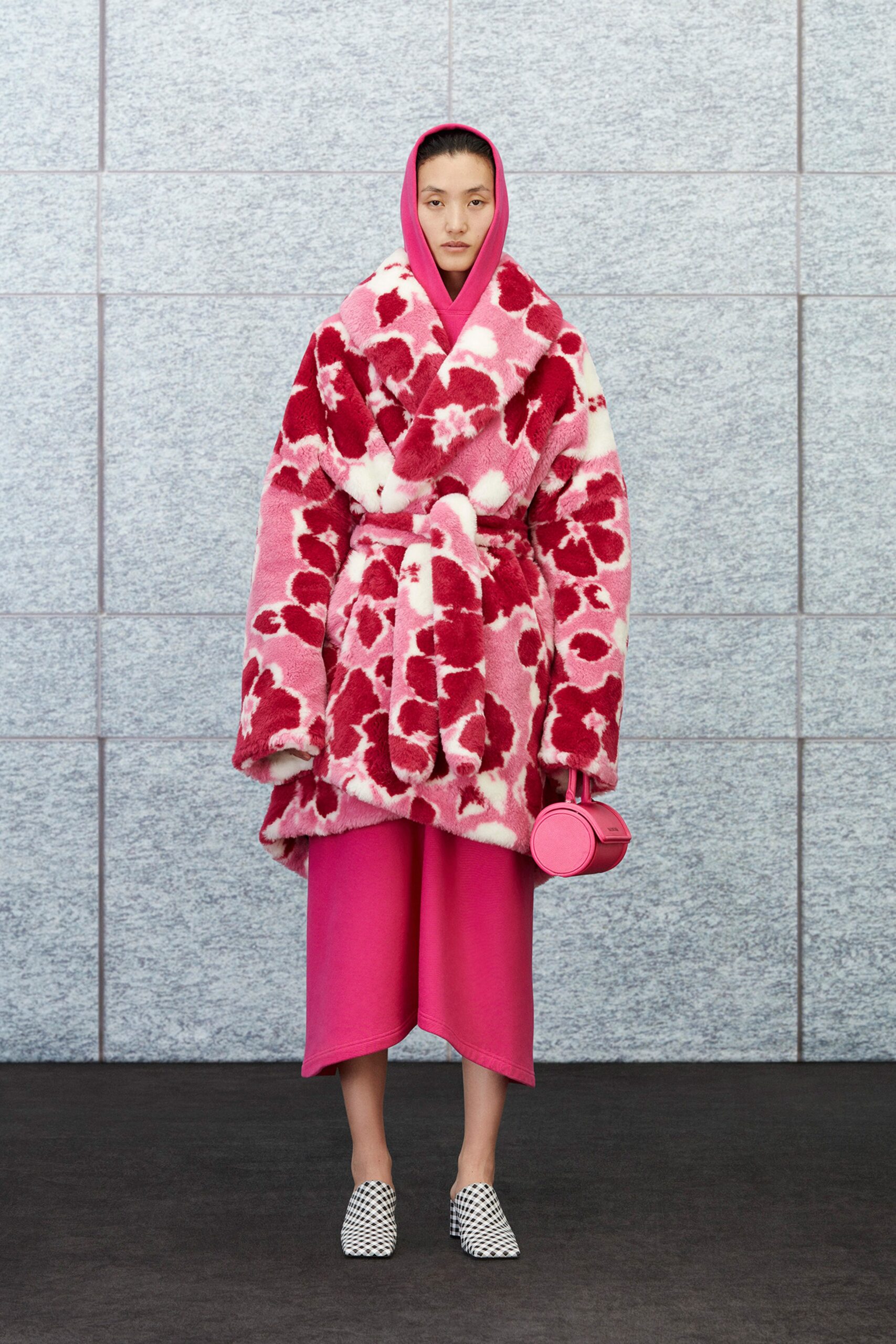 pink floral oversized coat