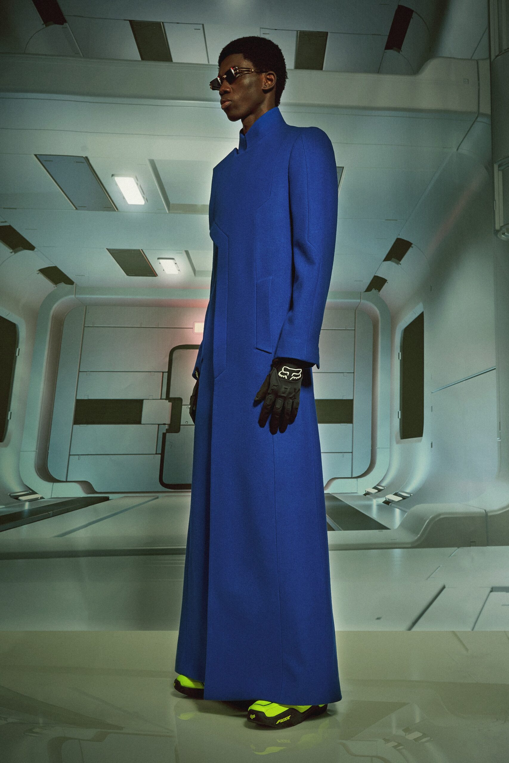 blue wool fitted coat