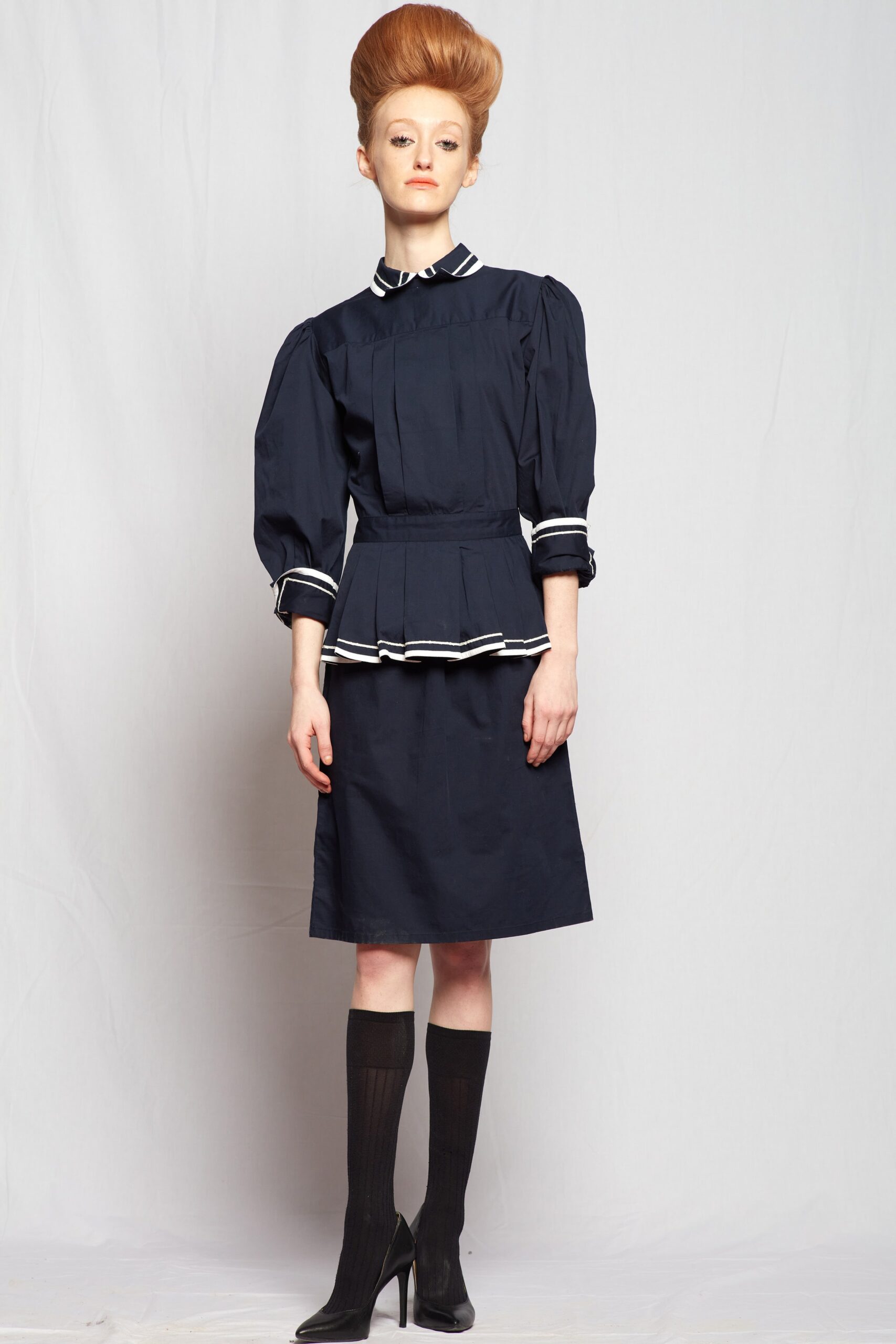 navy cotton fitted dress