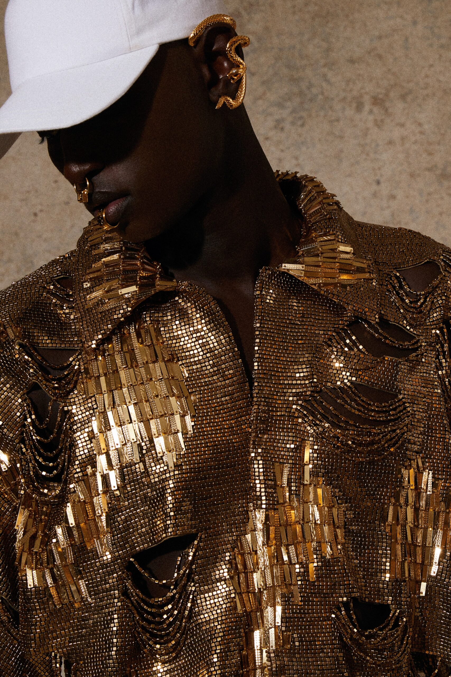 gold sequin fitted jacket