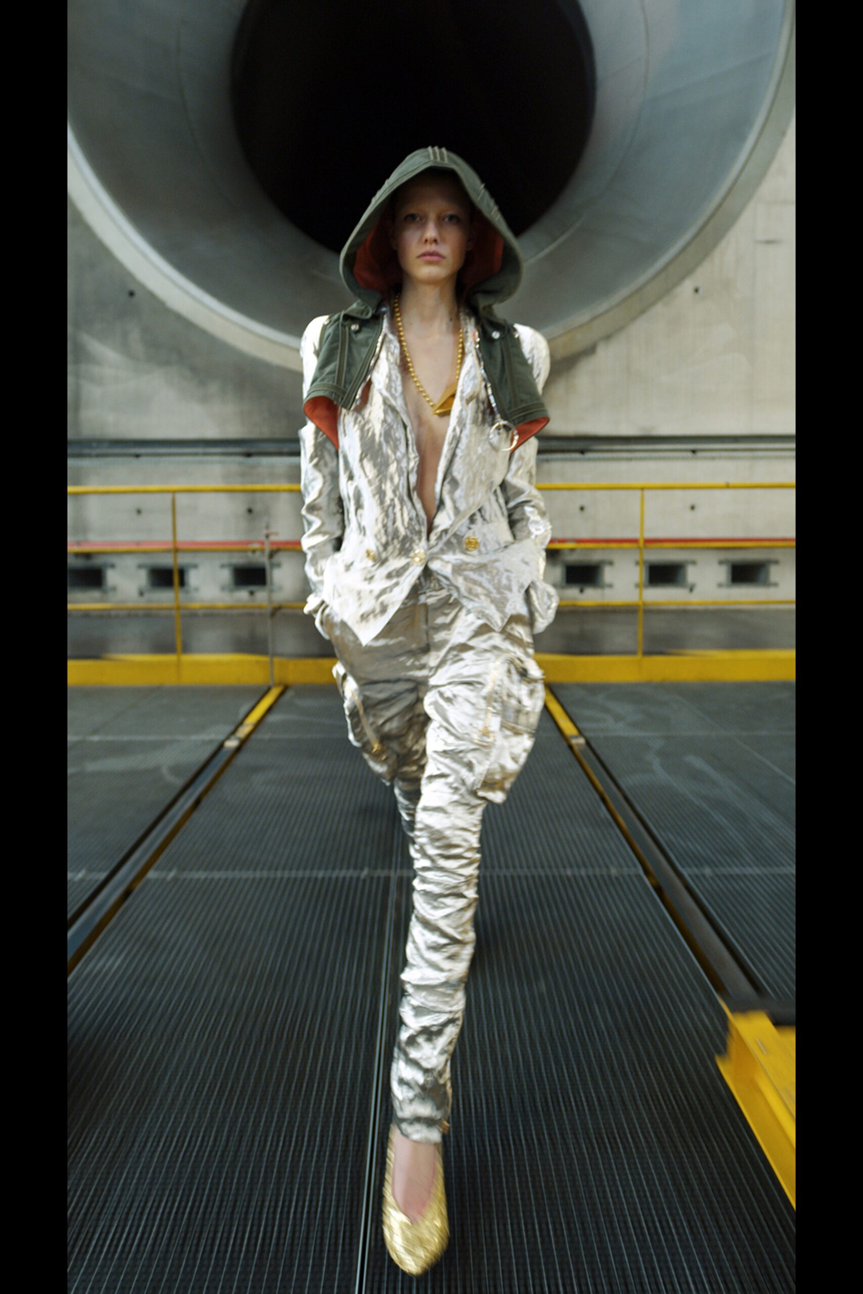 fitted silver metallic suit