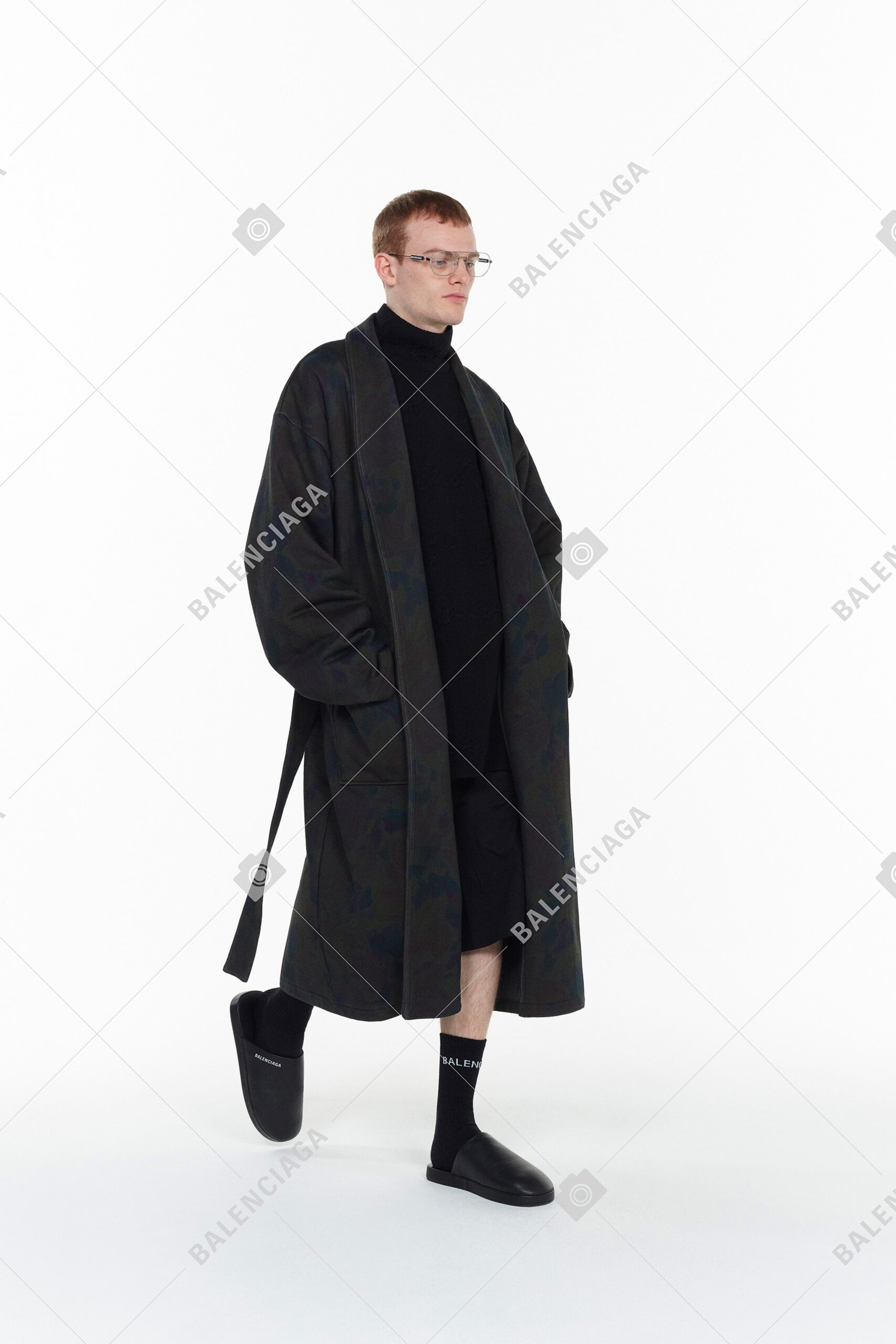 black relaxed coat with turtleneck