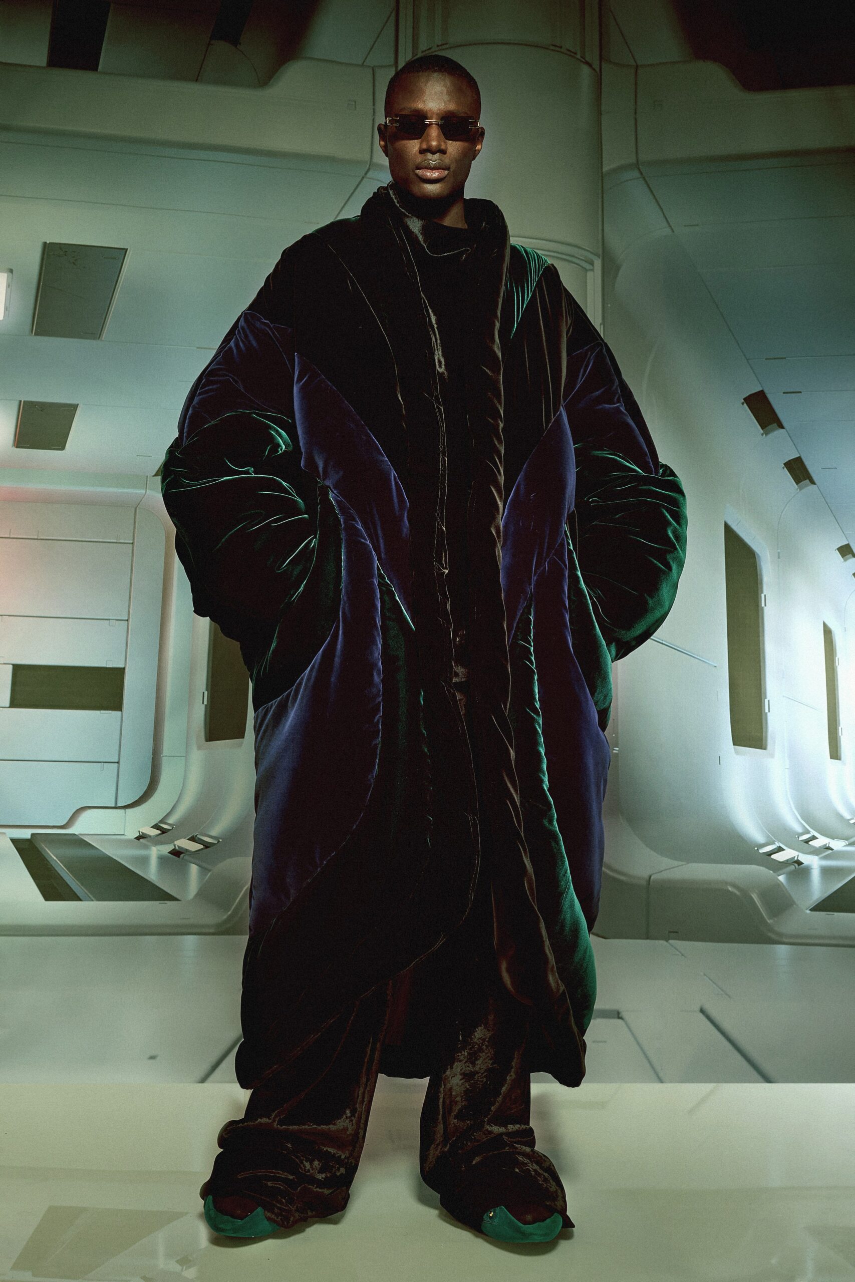 oversized black velvet coat