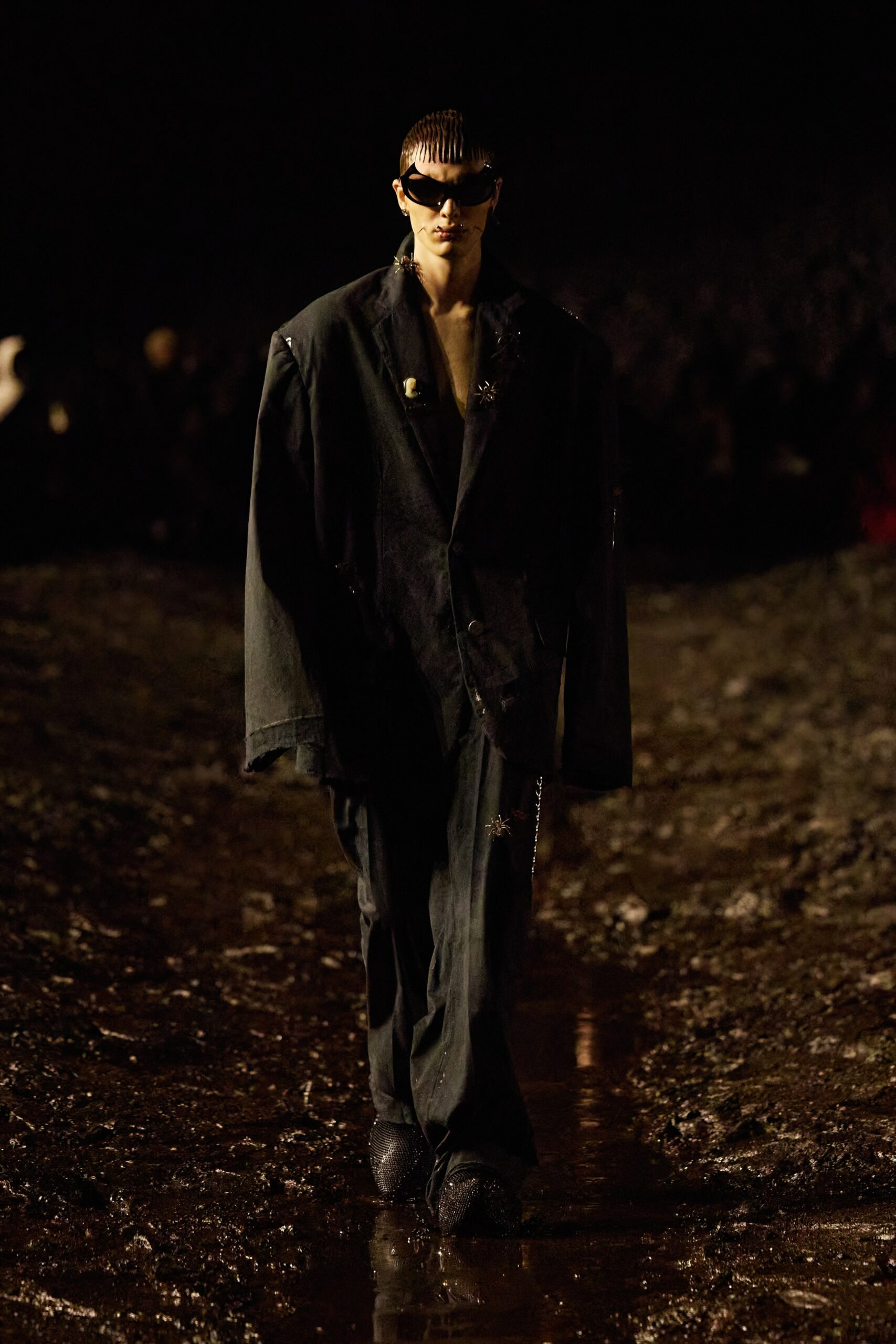 oversized black denim jacket and pants