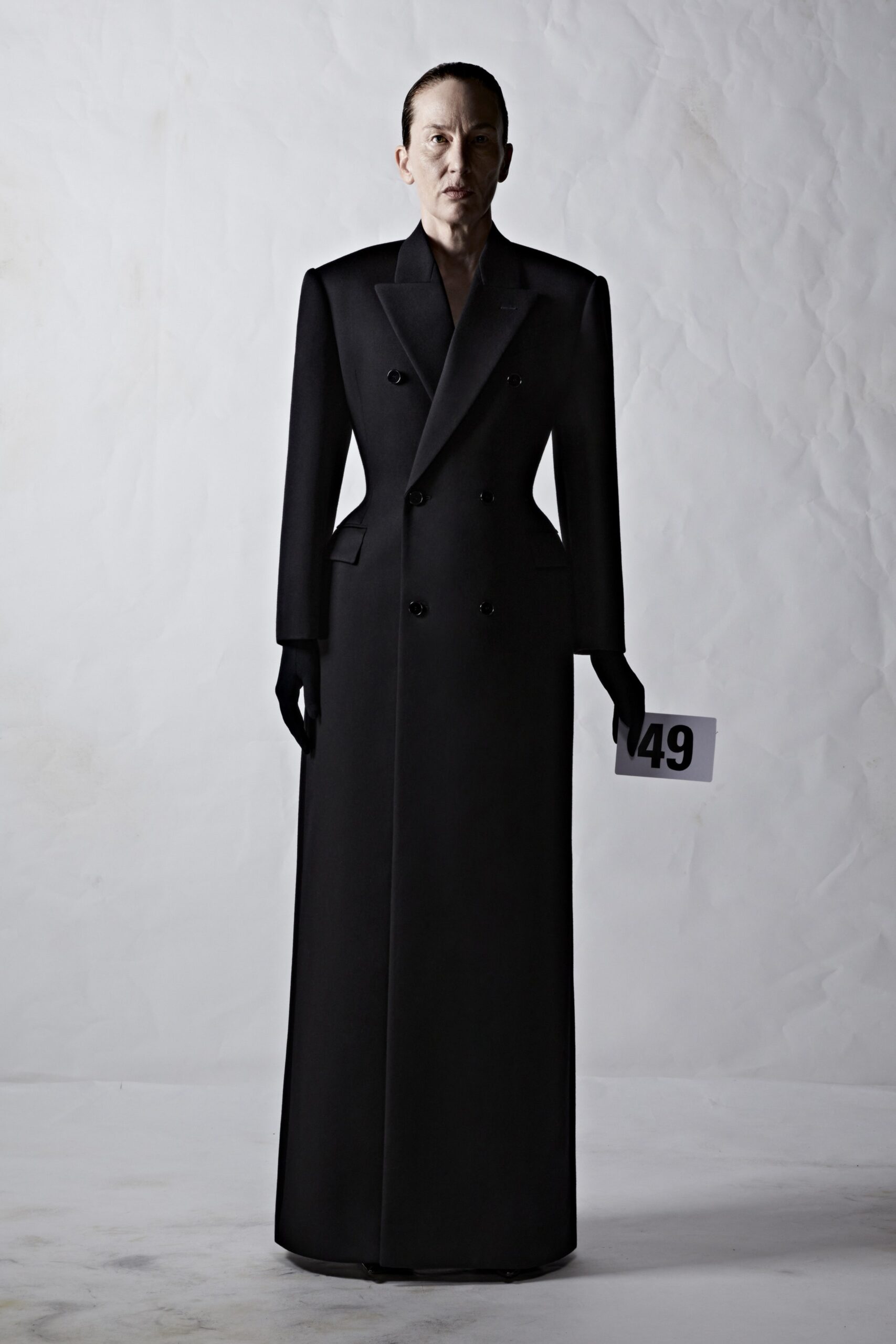 black tailored wool coat