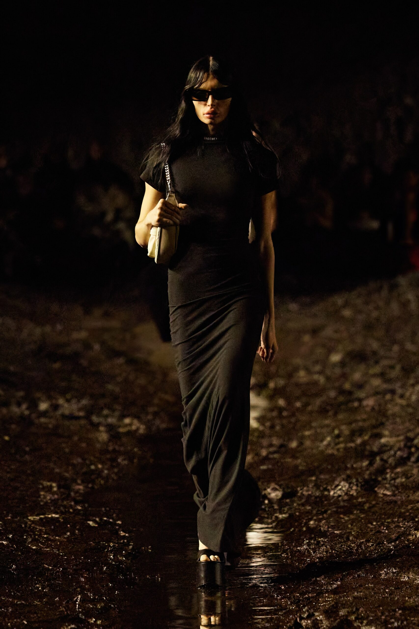 fitted black cotton maxi dress