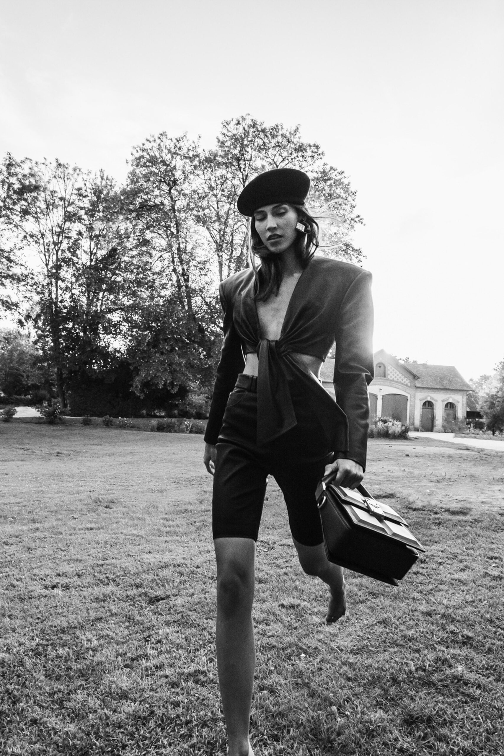 black fitted blazer and pencil skirt