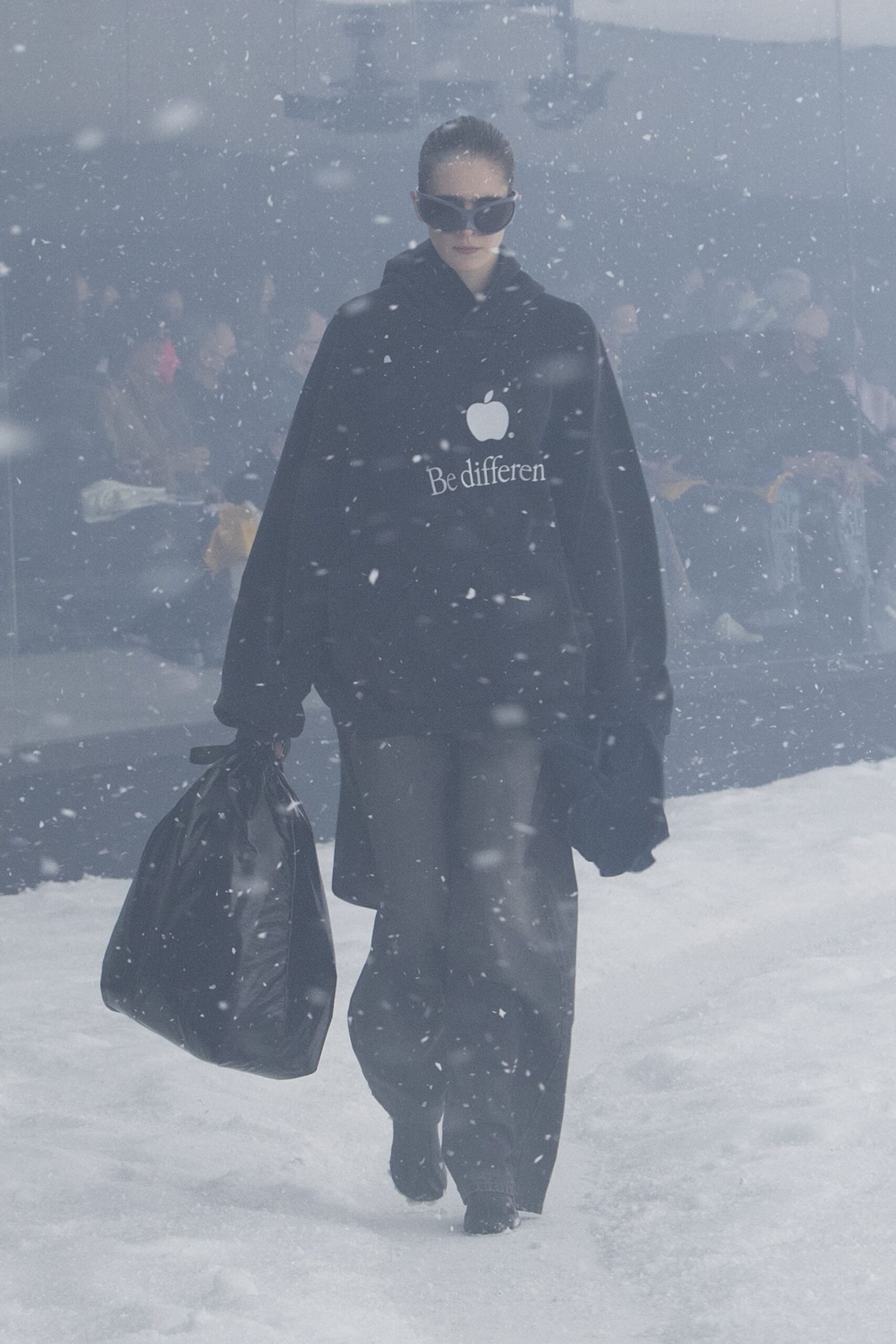 black oversized hoodie and relaxed pants