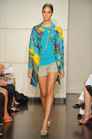 multi-colored silk coat with blue top