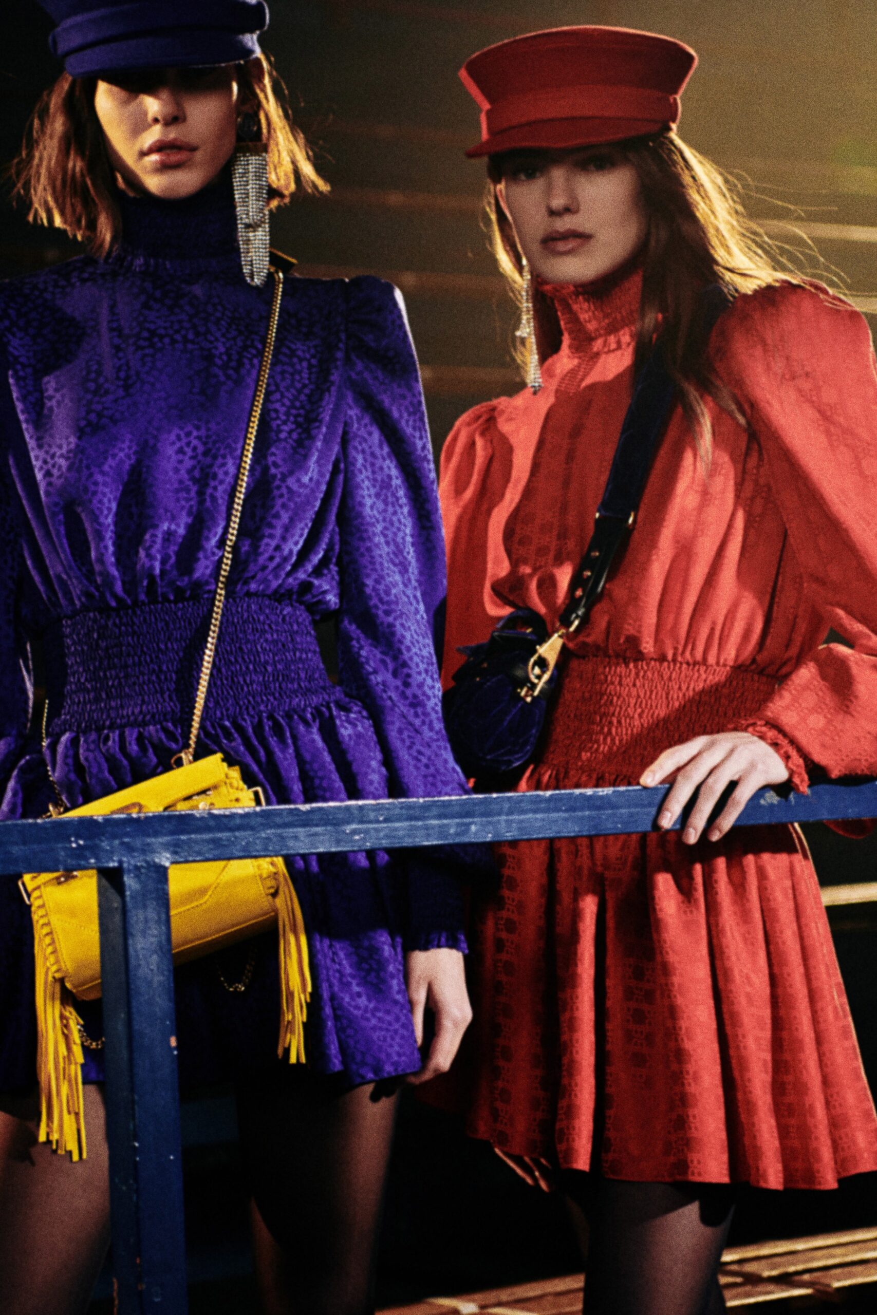 purple and red fitted mini dresses