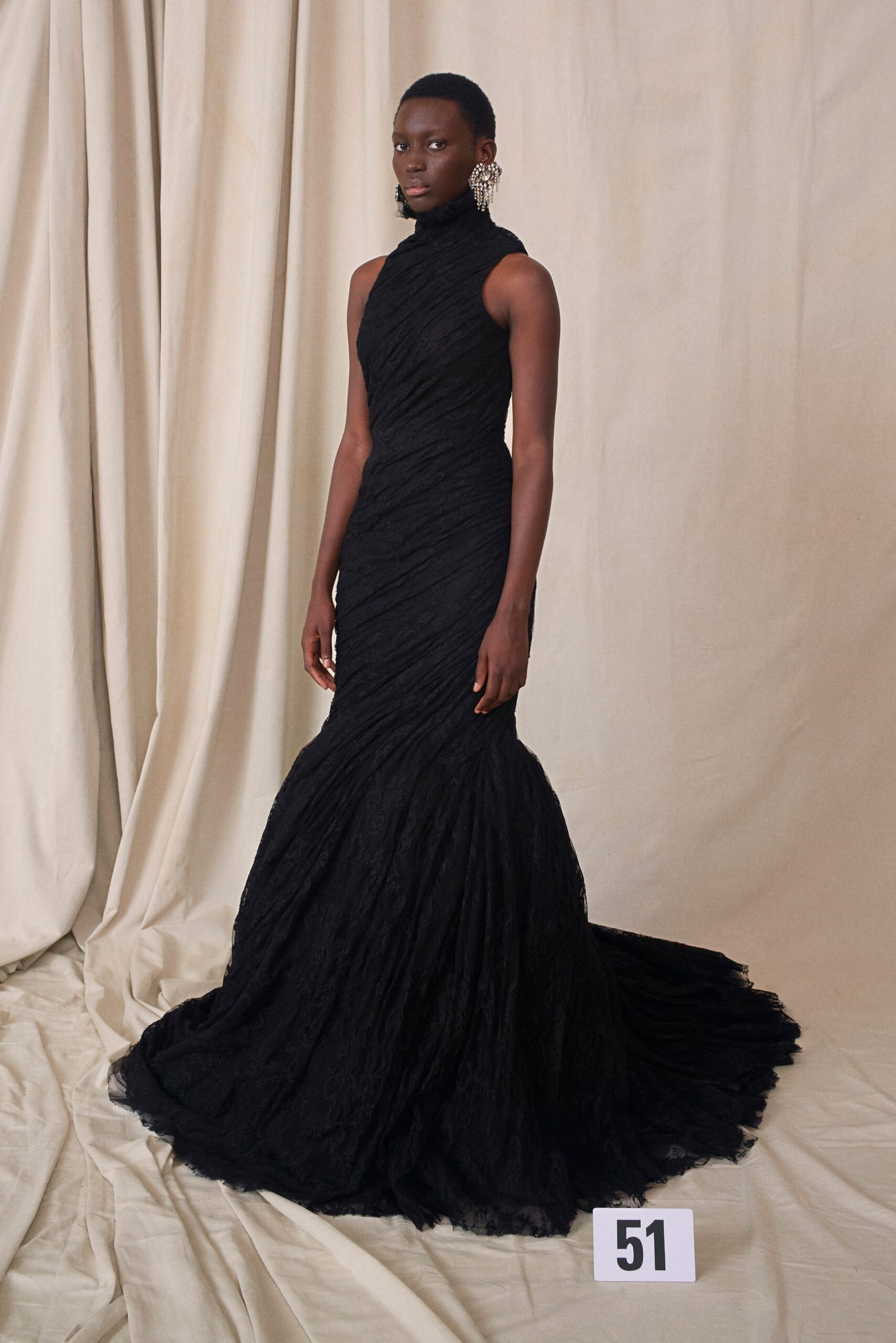 black lace fitted gown