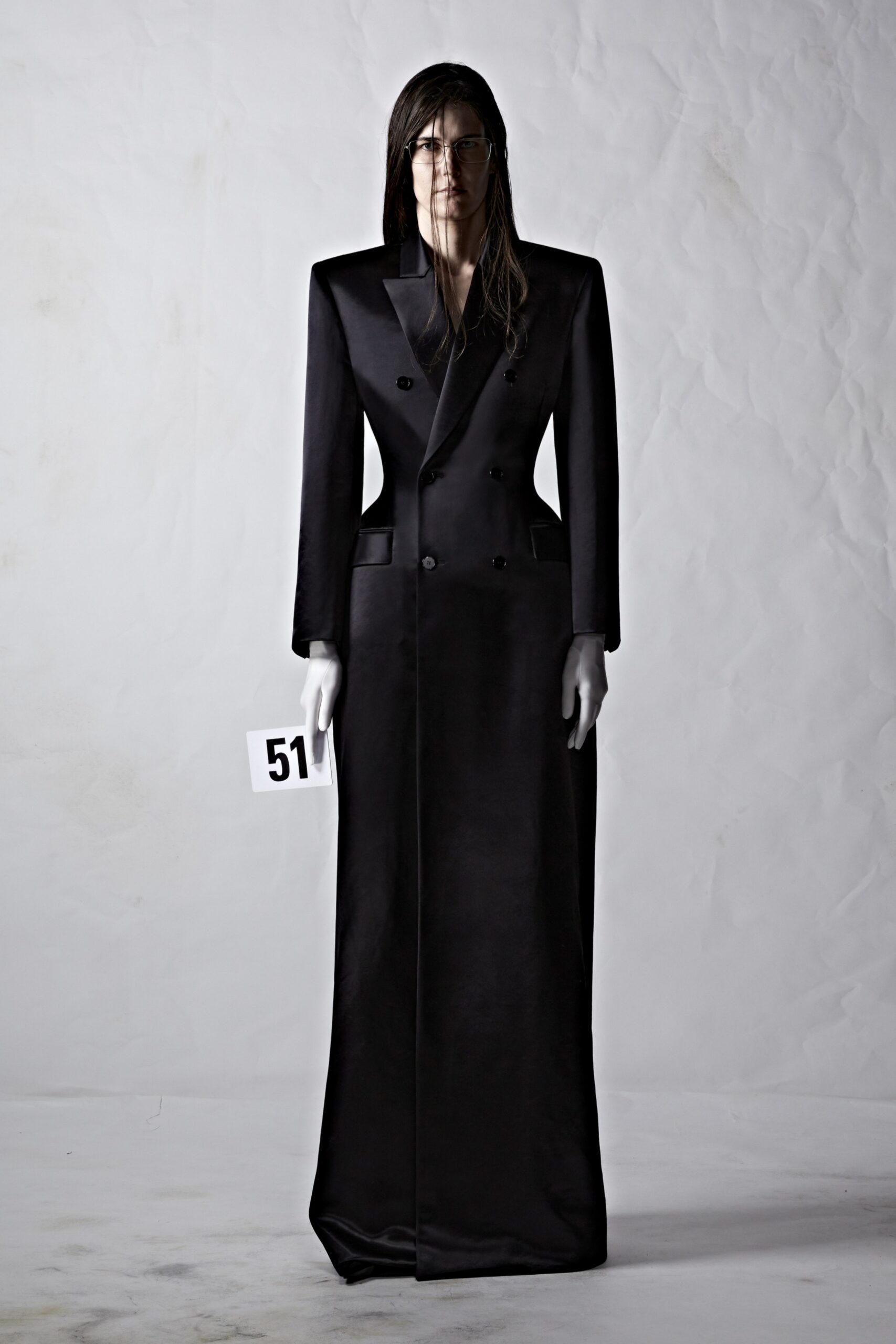 black silk fitted gown