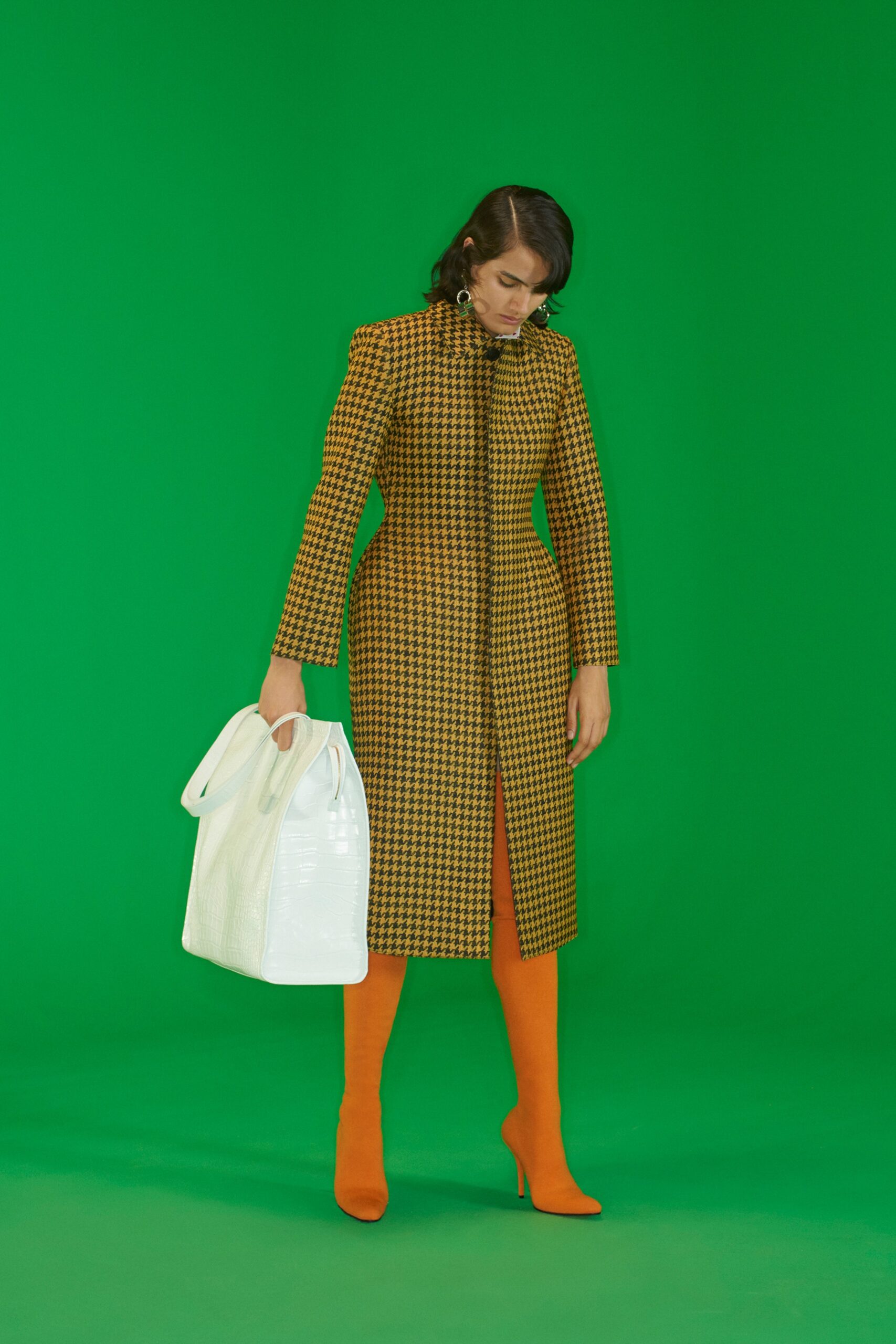 yellow and black checked coat