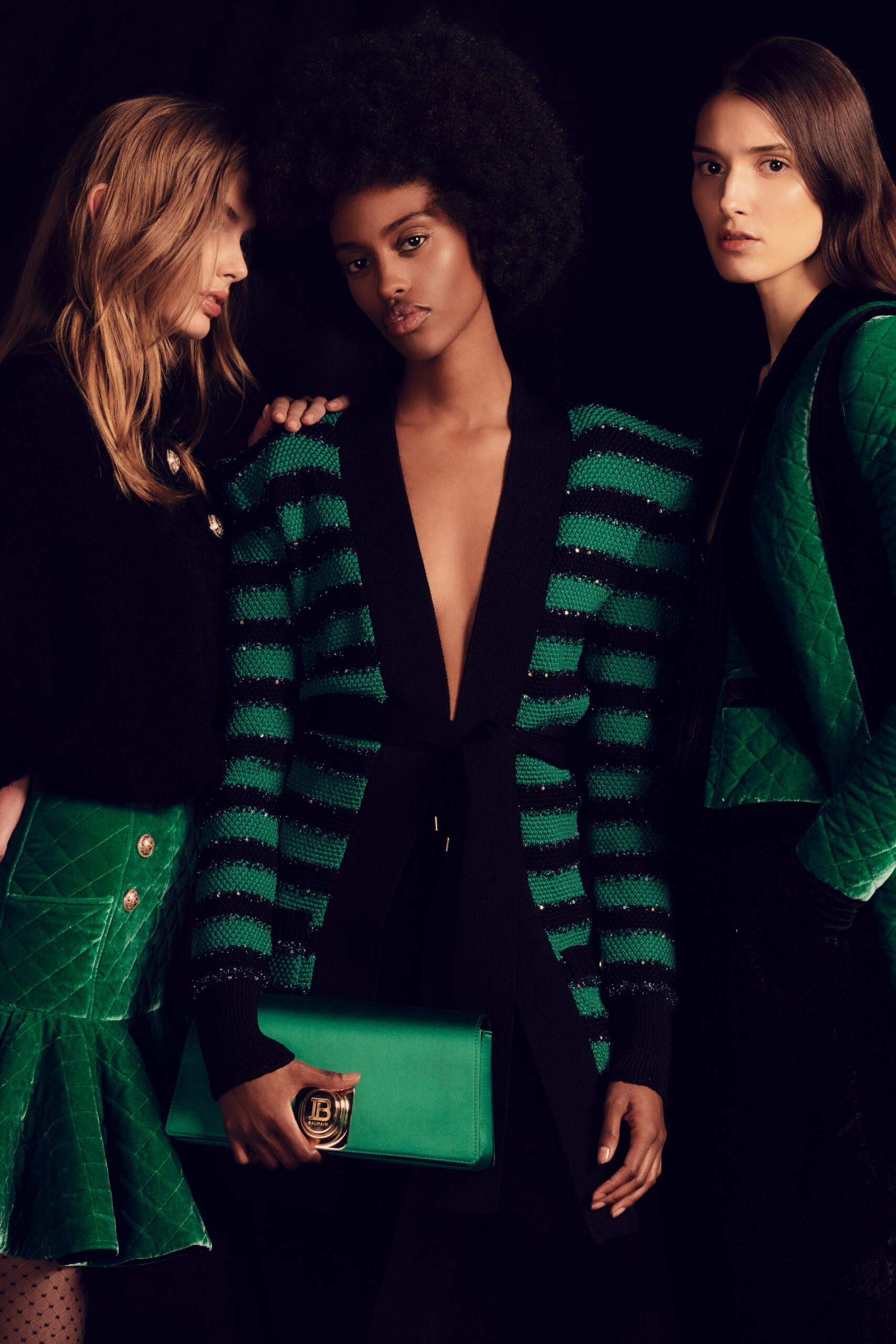 green and black striped blazer