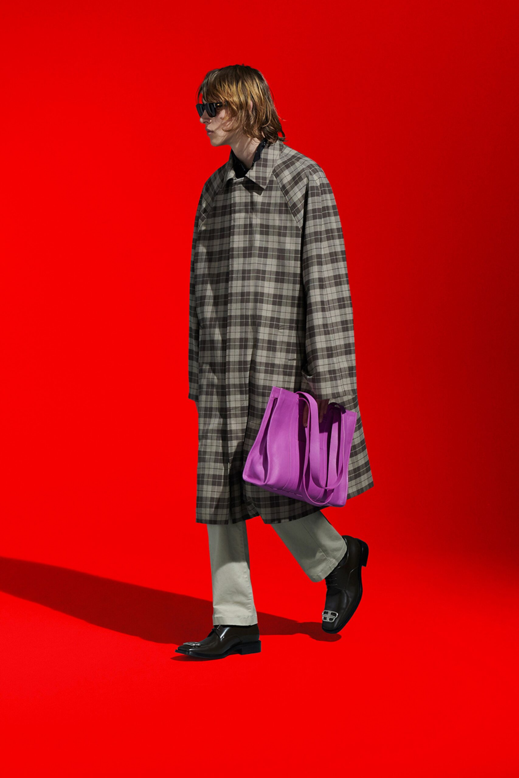 oversized gray checked coat