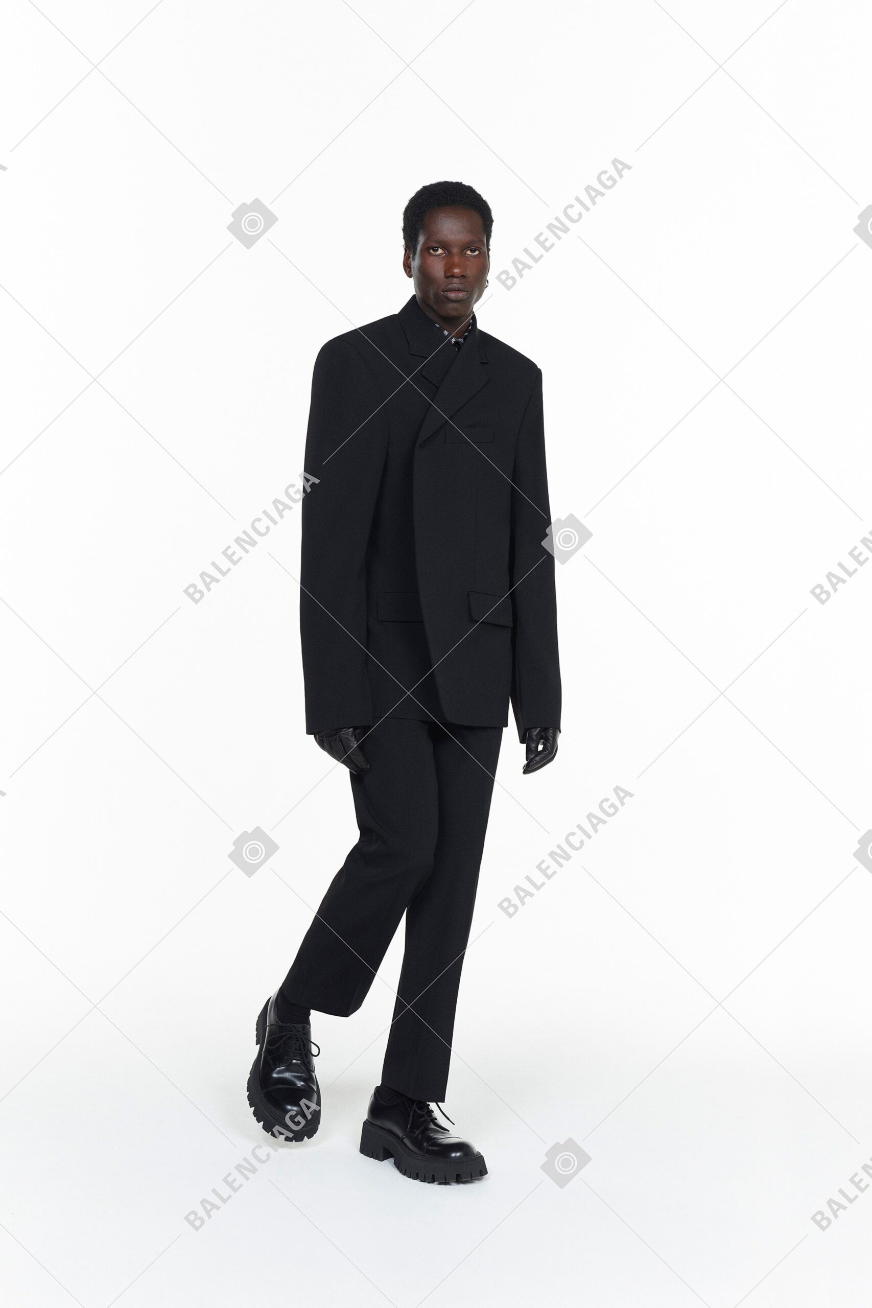 oversized black blazer with tailored pants