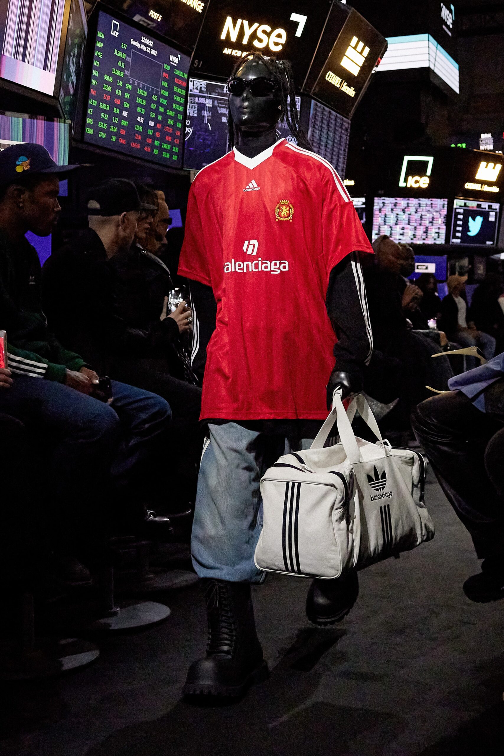 red t-shirt with blue pants