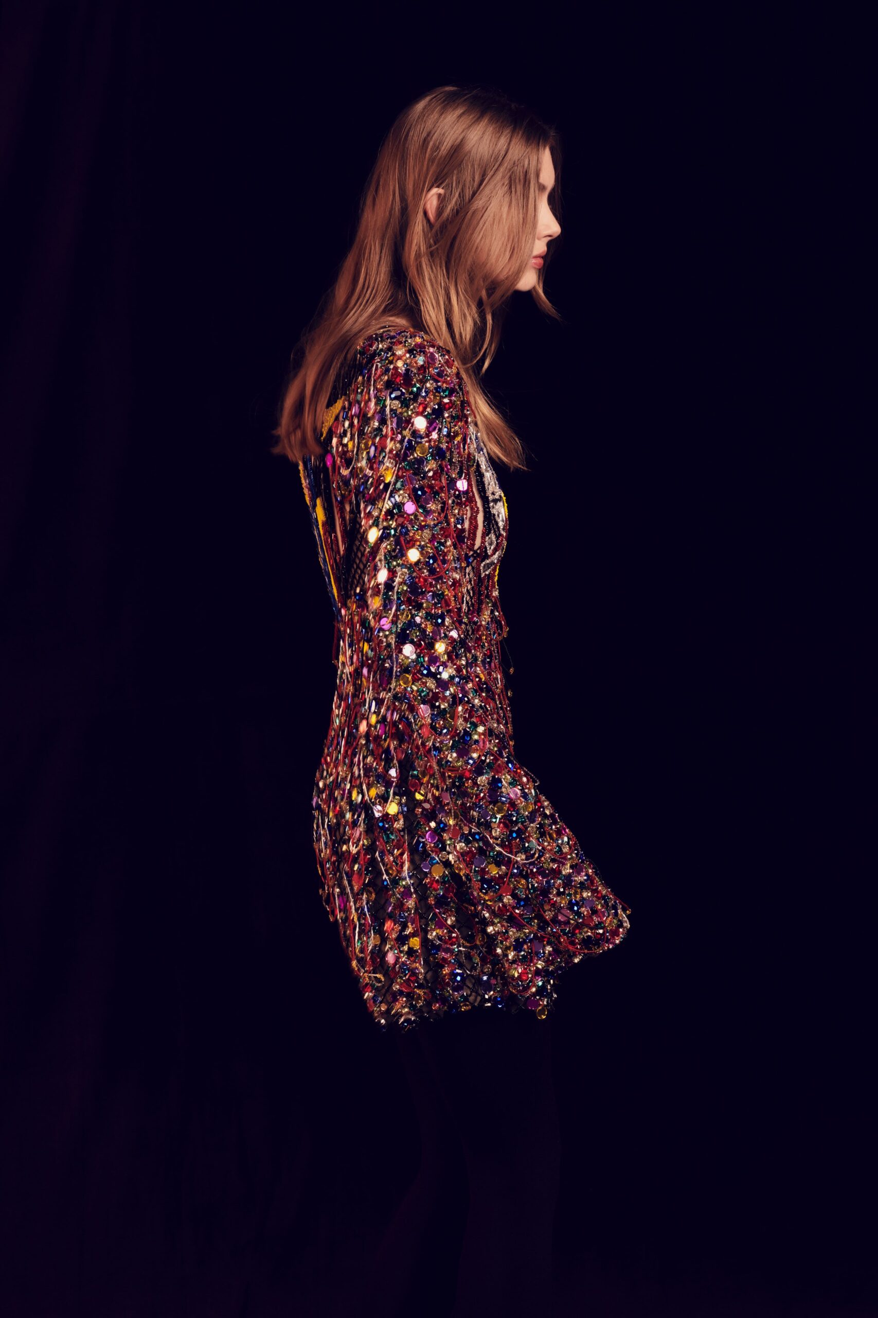 multi sequin fitted mini dress