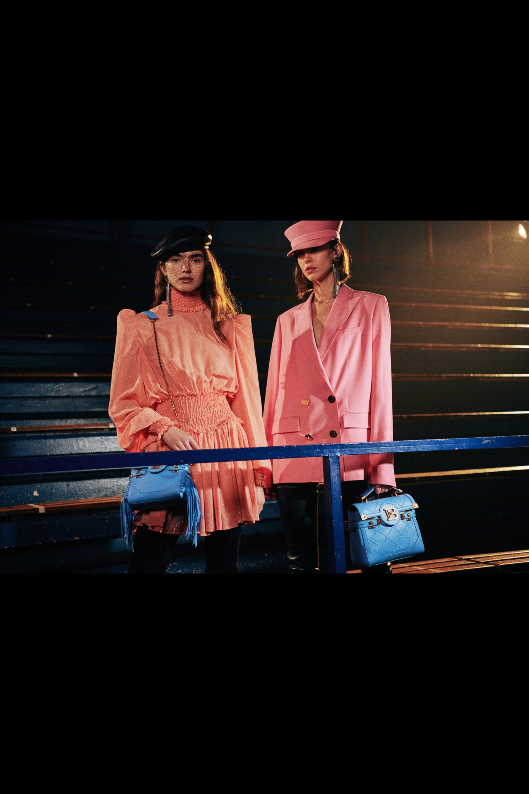 pink mini dress and tailored blazer