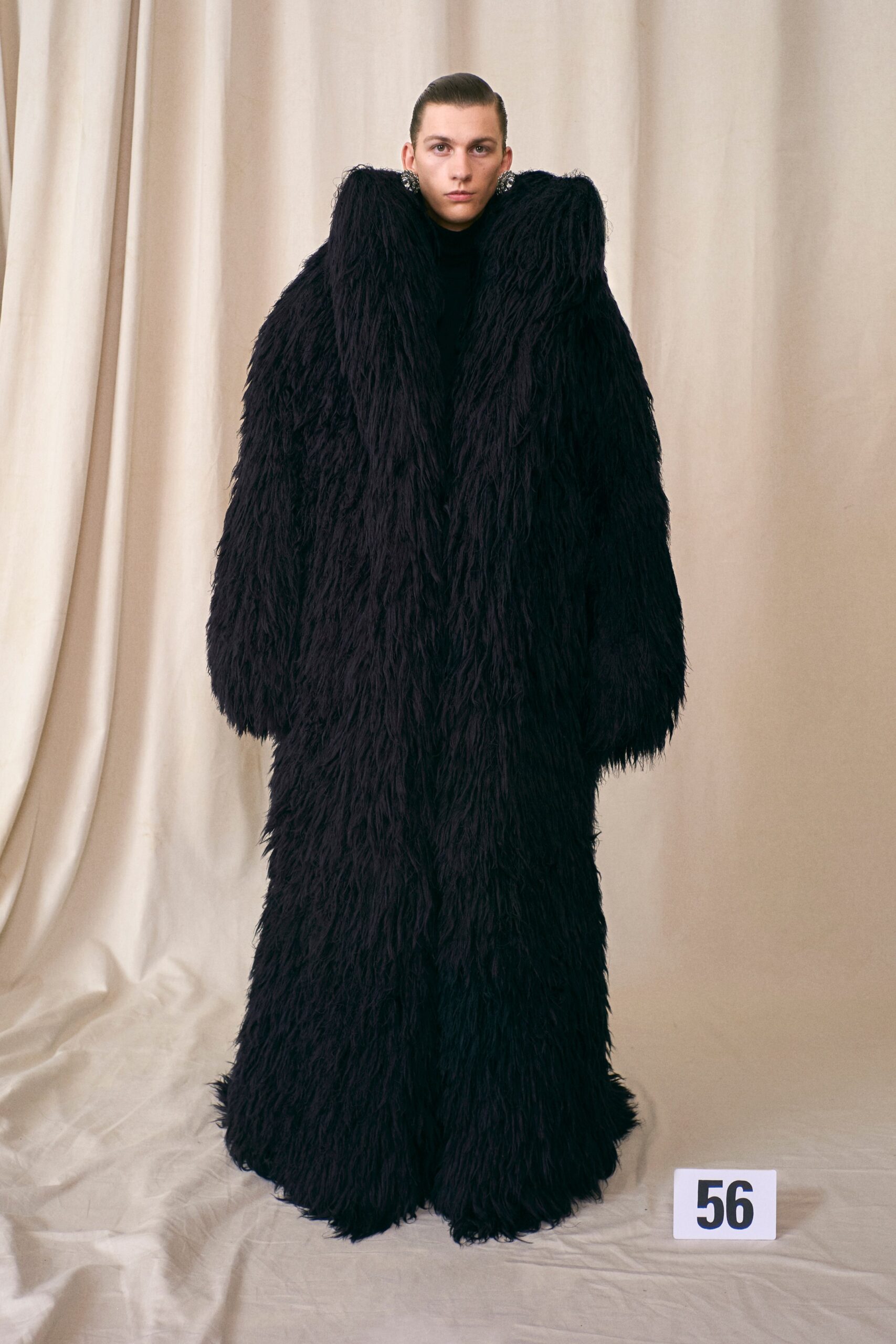 oversized black fur coat